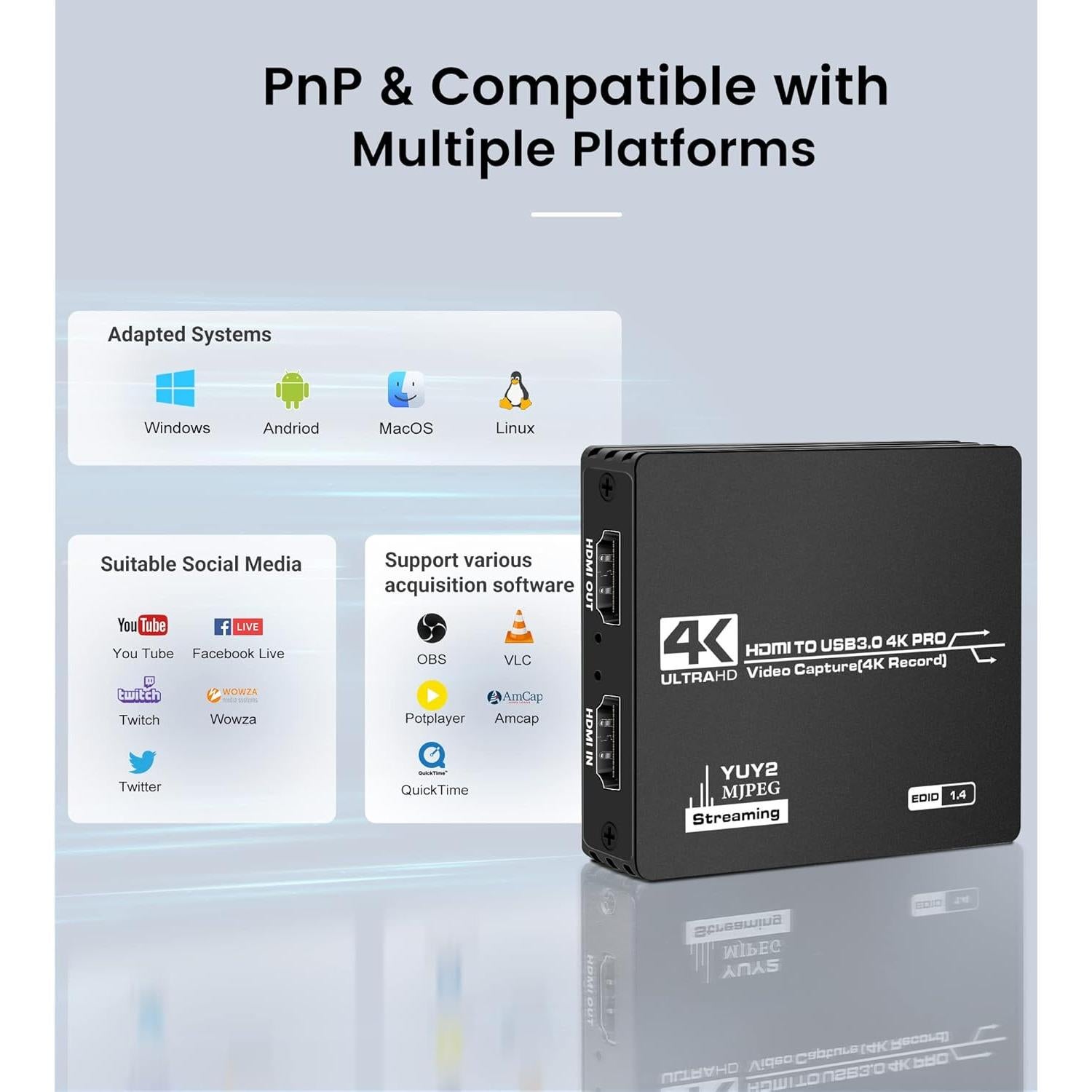 avedio links Capture Card for Streaming and Record in 4K, HDMI to USB 3.0 Game Capture Device, Video Capture Card with Microphone 4K HDMI Loop-Out for Nintendo Switch/PS5/4/OBS/Camera/PC