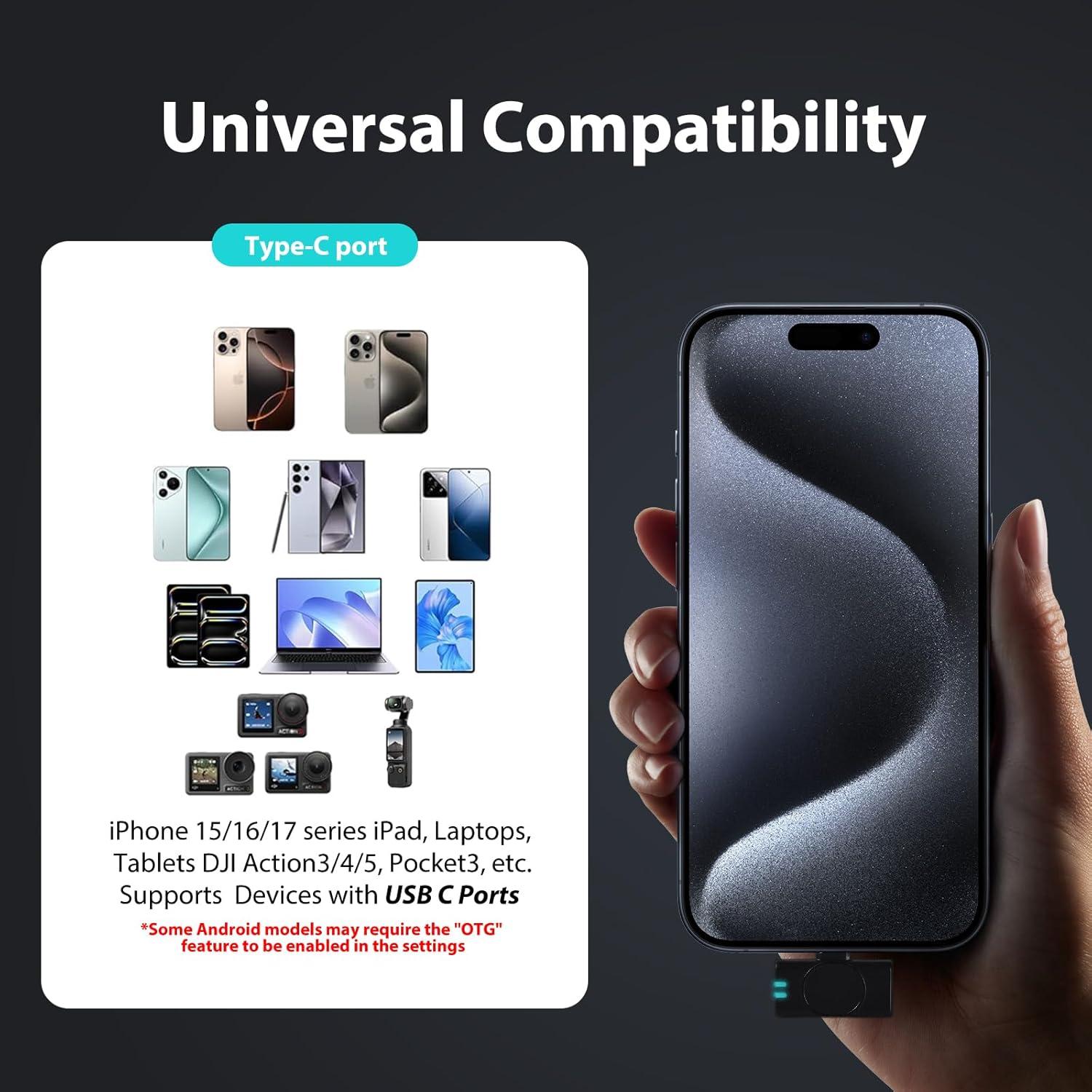 Micrófono Lavalier Inalámbrico SFSOC GL-S3 USB-C 30H Batería