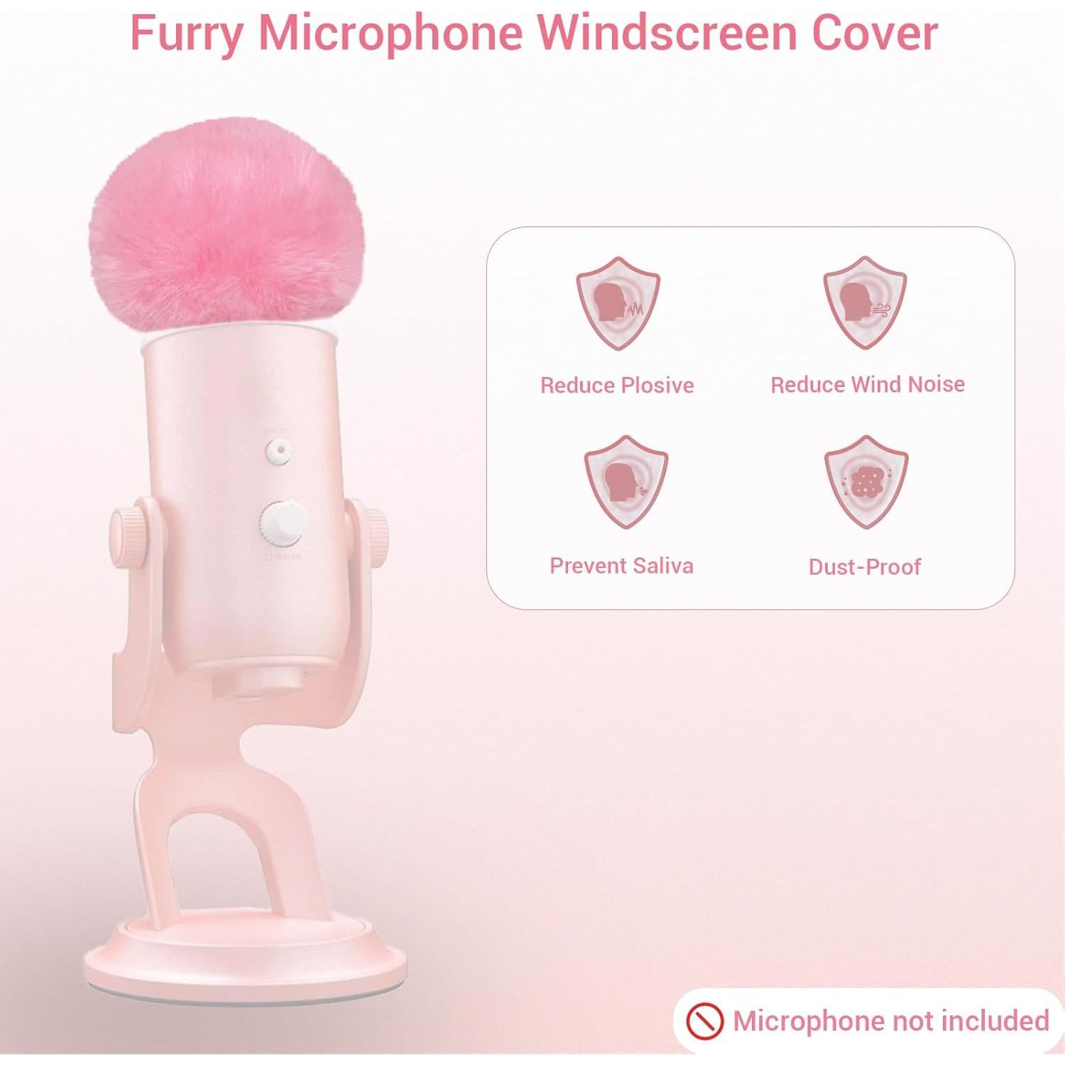 Cubierta Furry Rosa Cubilux para Micrófono USB Blue Yeti y Rode NT1