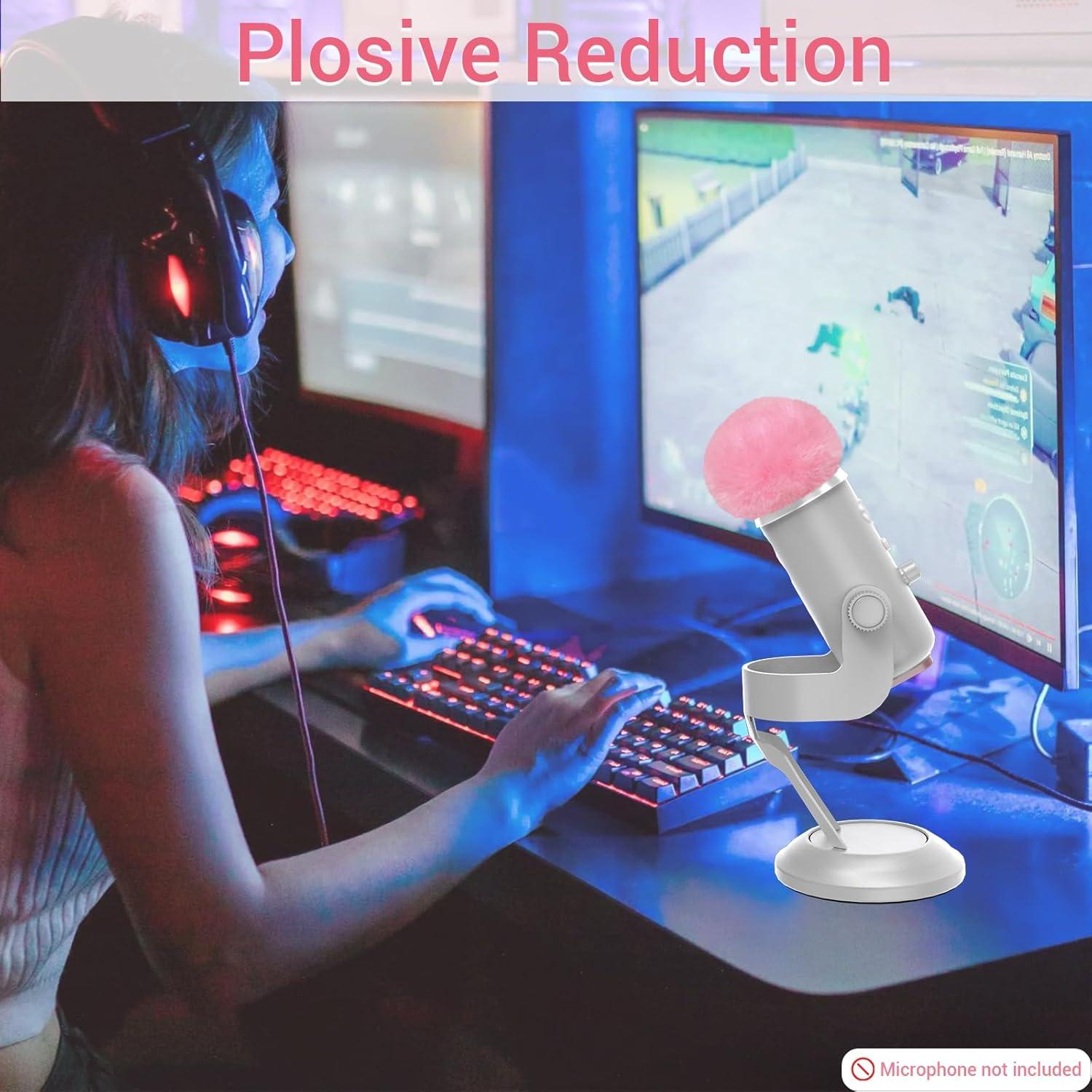 Cubierta Furry Rosa Cubilux para Micrófono USB Blue Yeti y Rode NT1