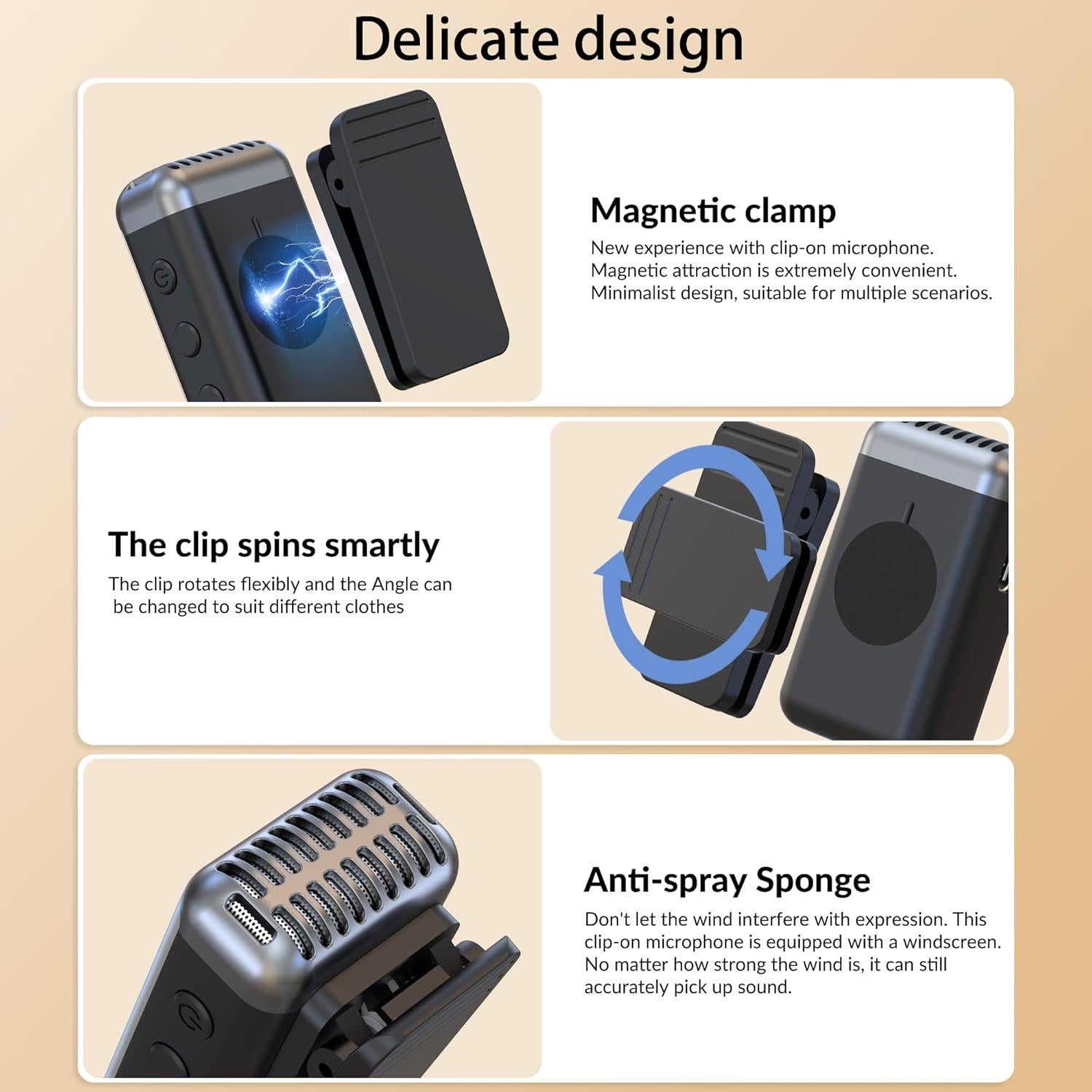 Micrófono Lavalier Inalámbrico RESOCASIN 2TX+1RX con Estuche