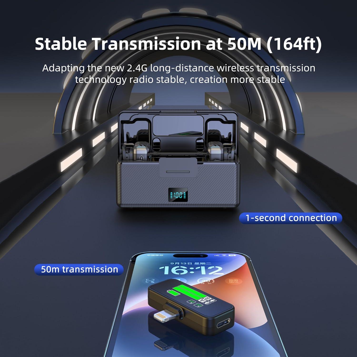Micrófono Lavalier Inalámbrico RESOCASIN 2TX+1RX con Estuche