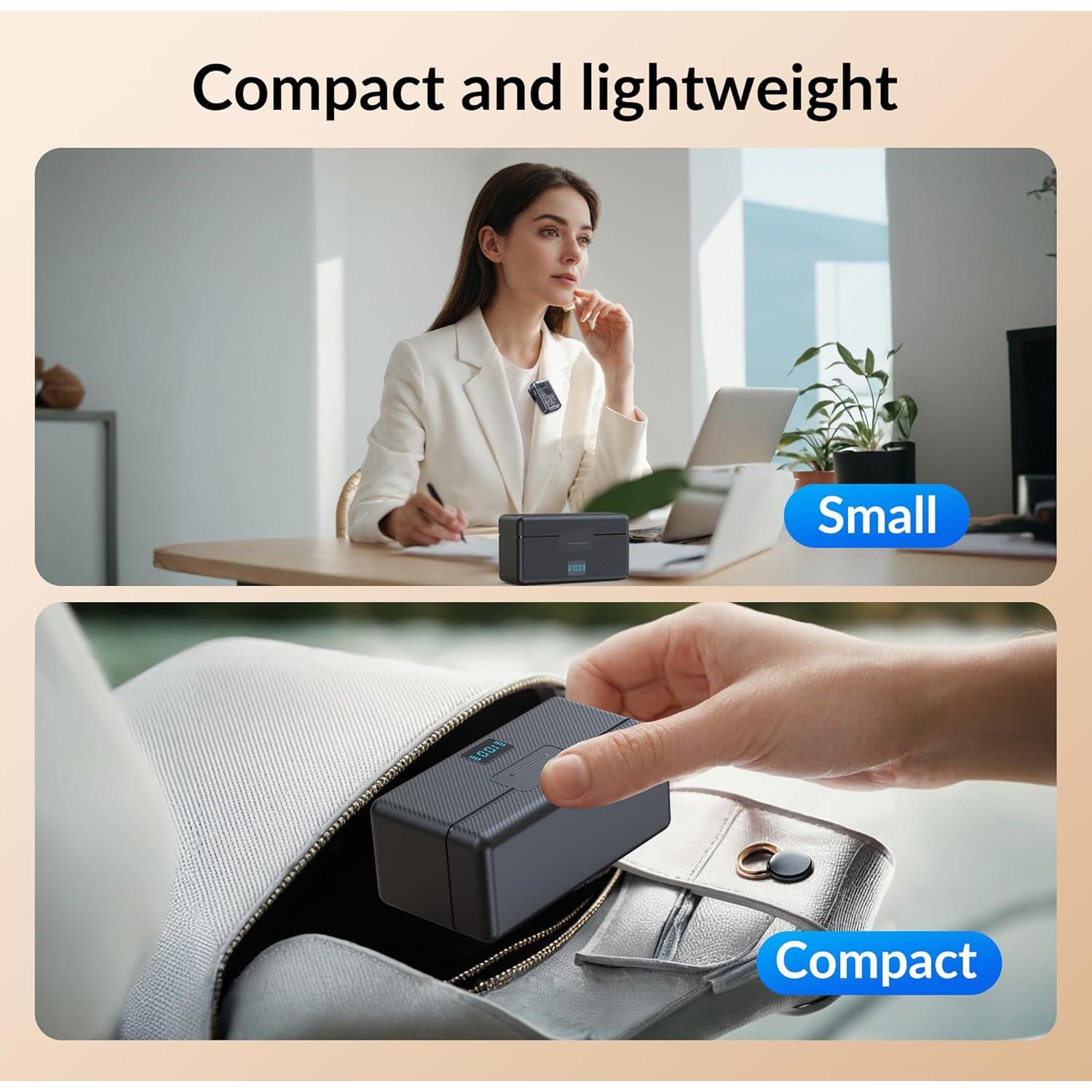 Micrófono Lavalier Inalámbrico RESOCASIN 2TX+1RX con Estuche