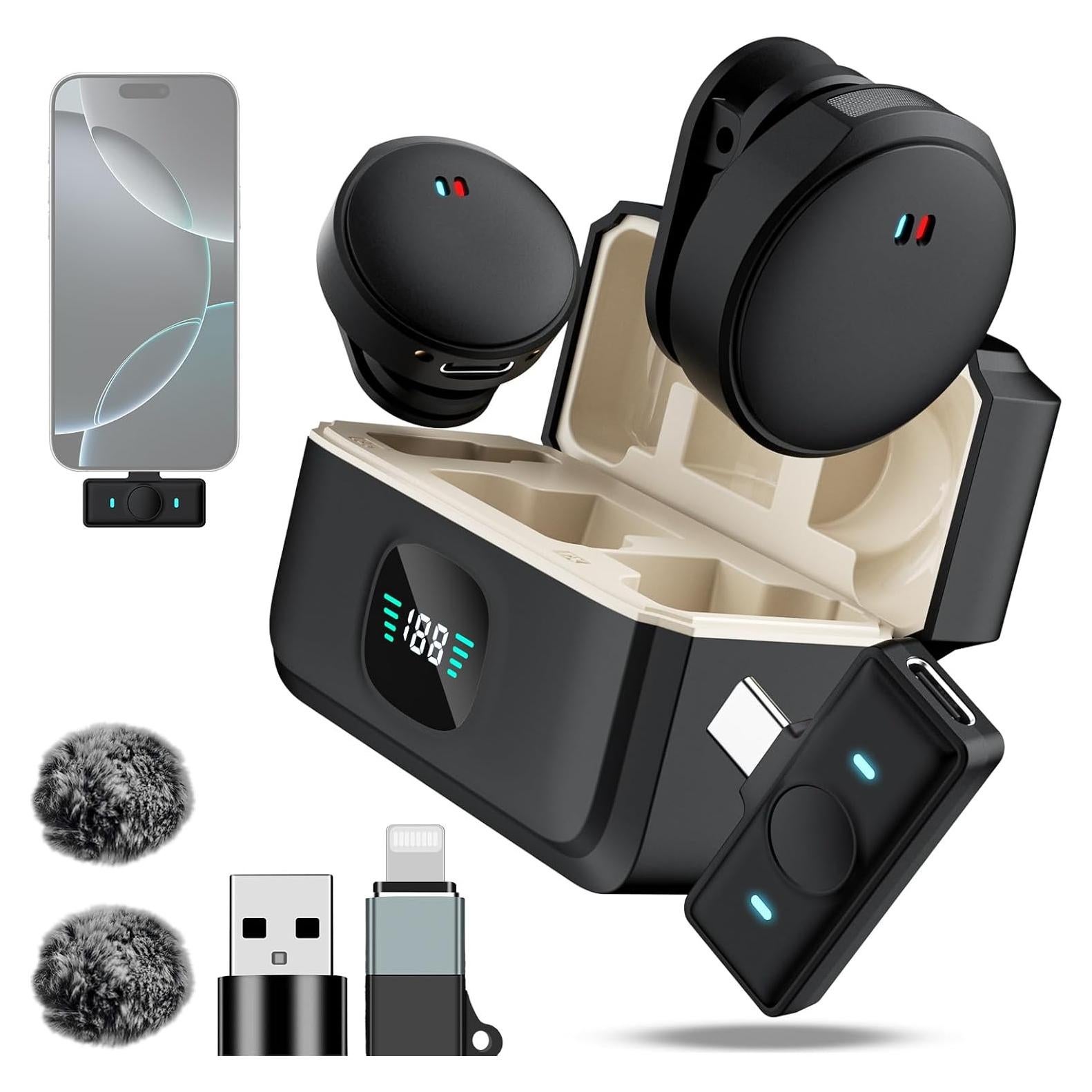 Micrófono Lavalier Inalámbrico iMangoo para iPhone 15 16, 48H