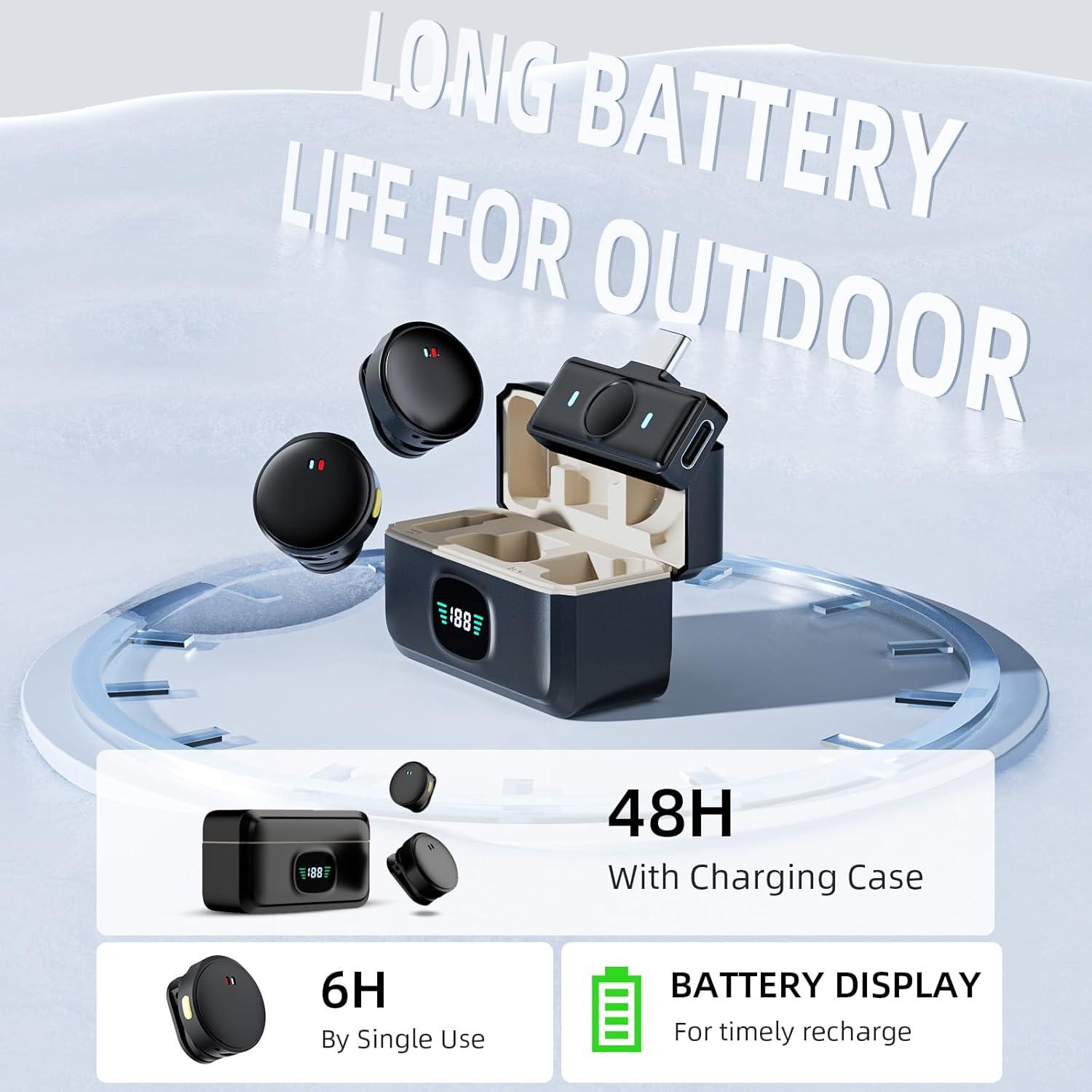 Micrófono Lavalier Inalámbrico iMangoo para iPhone 15 16, 48H