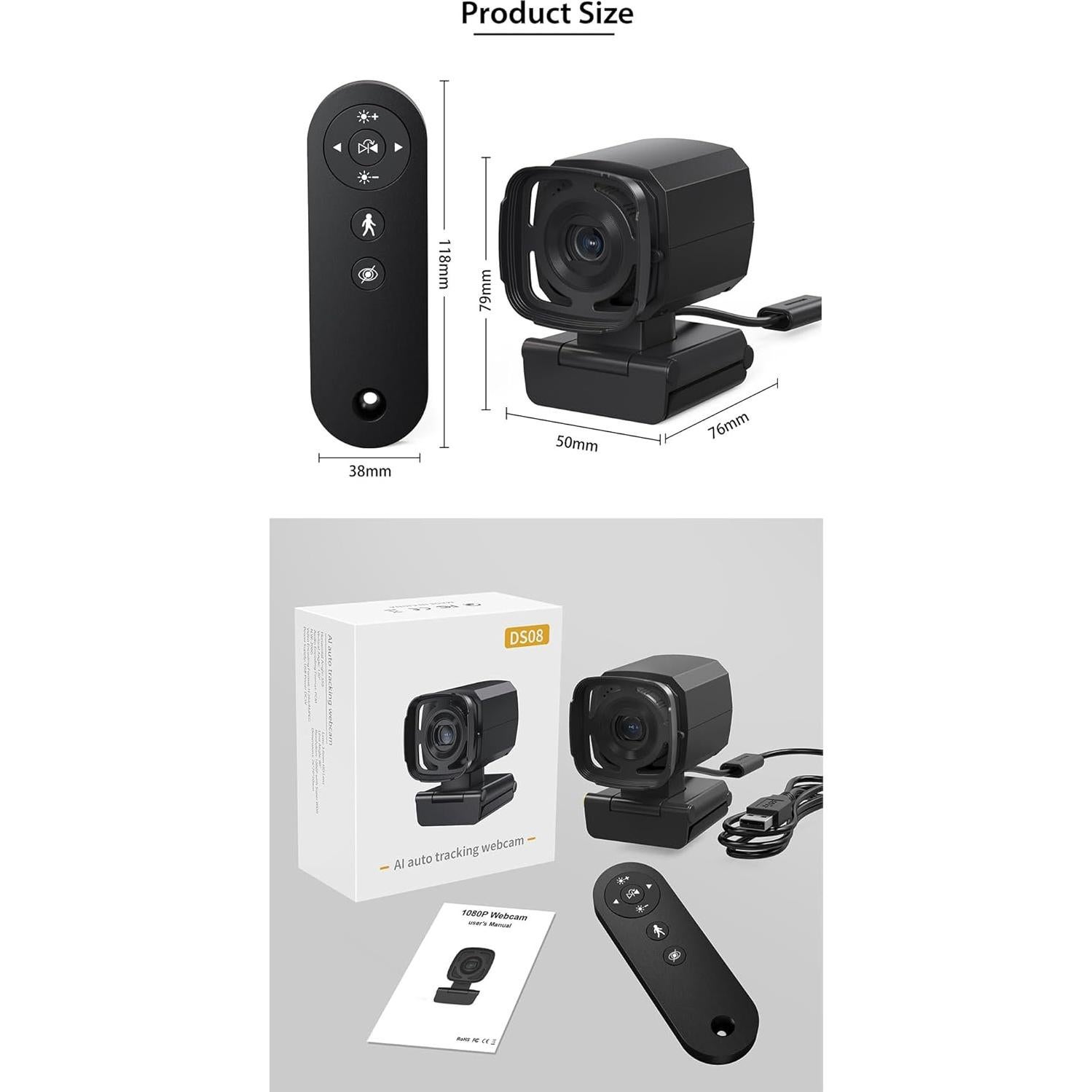 Cámara Web TaKicola DS08 Full HD 1080P Seguimiento Automático