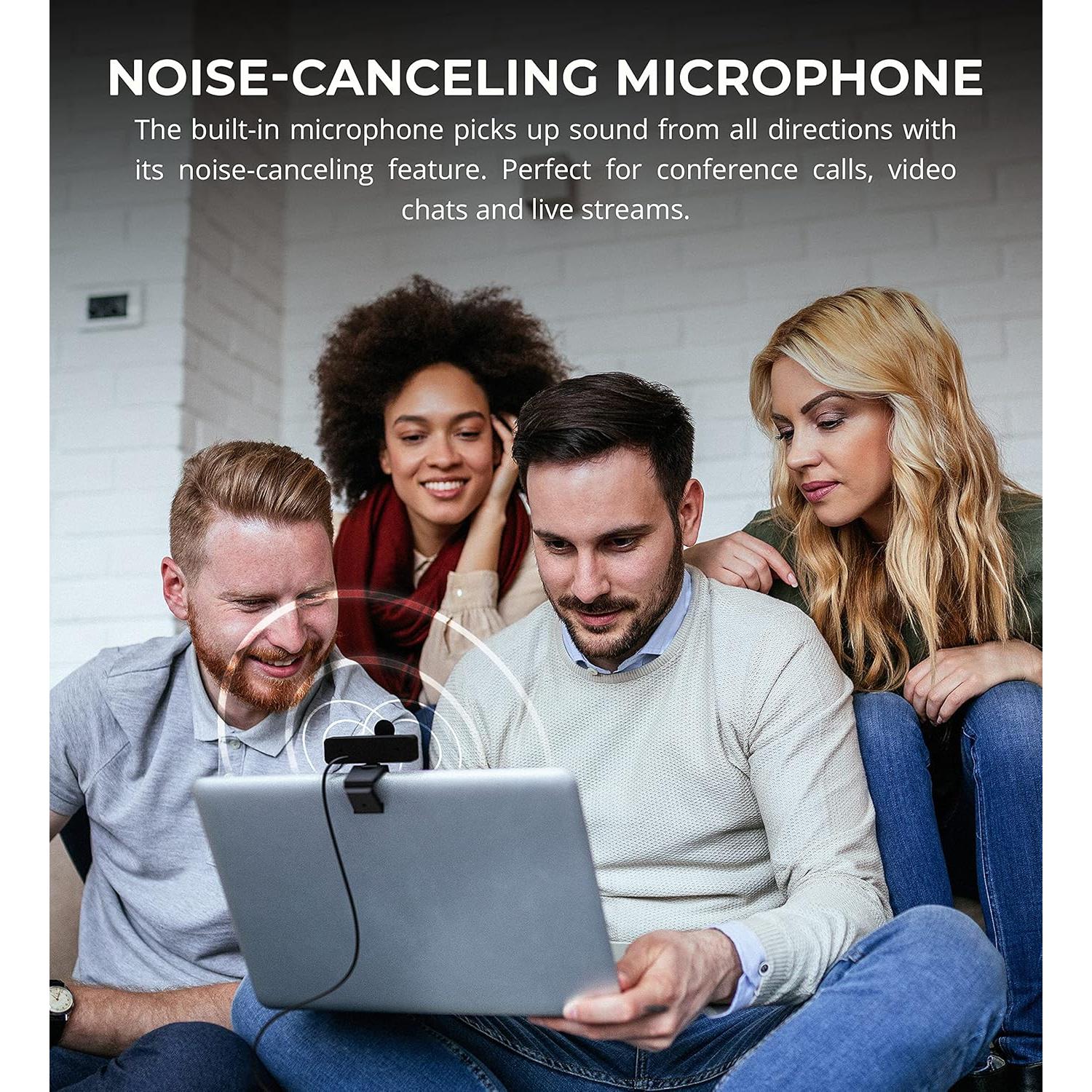 Cámara Web USB Blucoil Full HD 1080p con Micrófono y Trípode