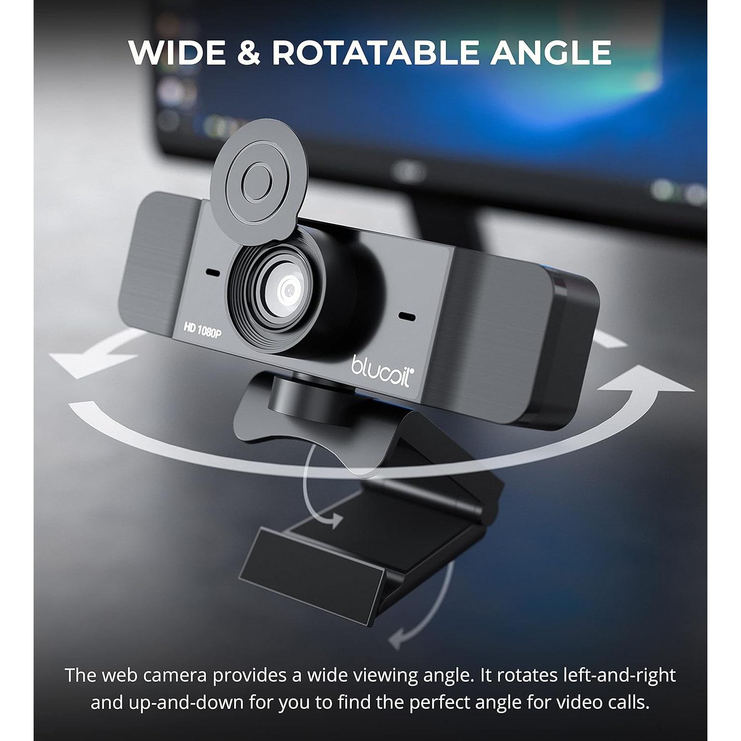 Cámara Web USB Blucoil Full HD 1080p con Micrófono y Trípode