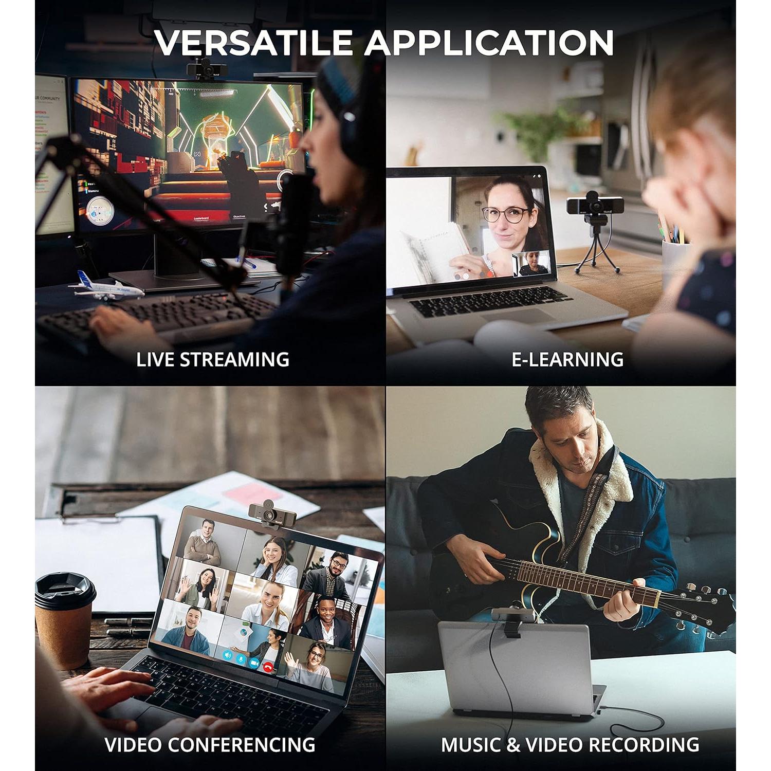 Cámara Web USB Blucoil Full HD 1080p con Micrófono y Trípode