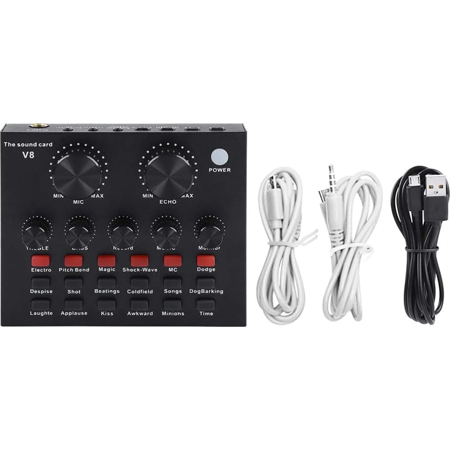 Tarjeta de Sonido Externa V8 USB Mezclador Audio KTV 288.9g