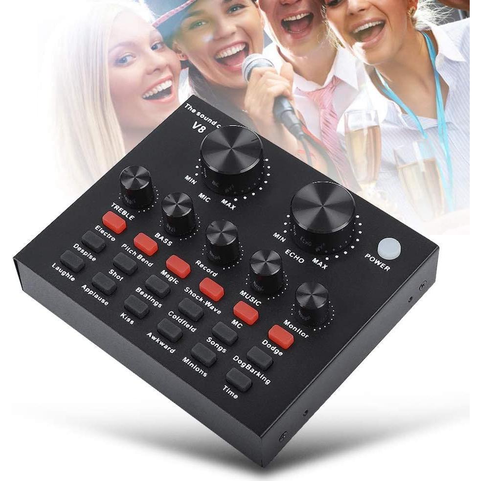 Tarjeta de Sonido Externa V8 USB Mezclador Audio KTV 288.9g