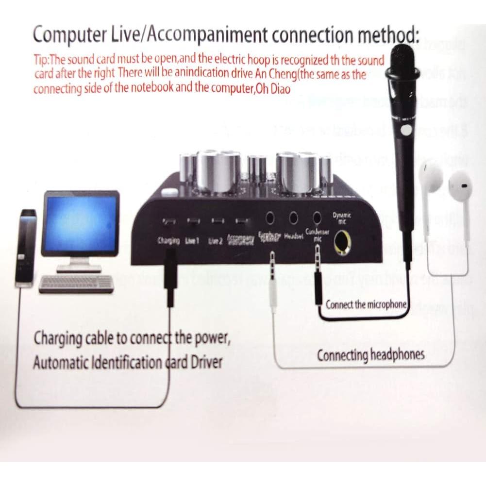 Tarjeta de Sonido Externa V8 USB Mezclador Audio KTV 288.9g