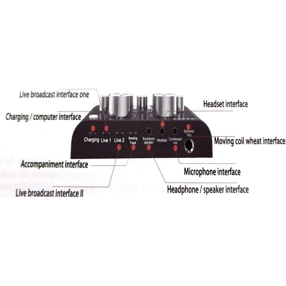 Tarjeta de Sonido Externa V8 USB Mezclador Audio KTV 288.9g