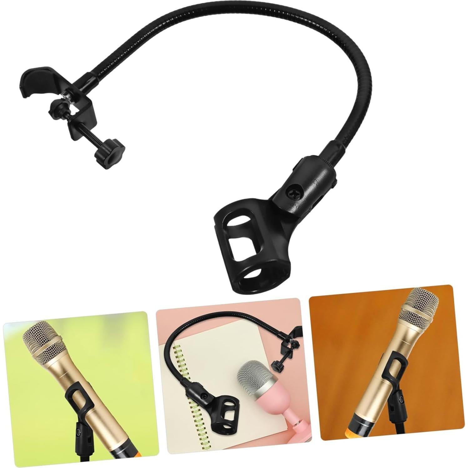 Soporte de Micrófono Ajustable Negro Brazo Flexible 45cm