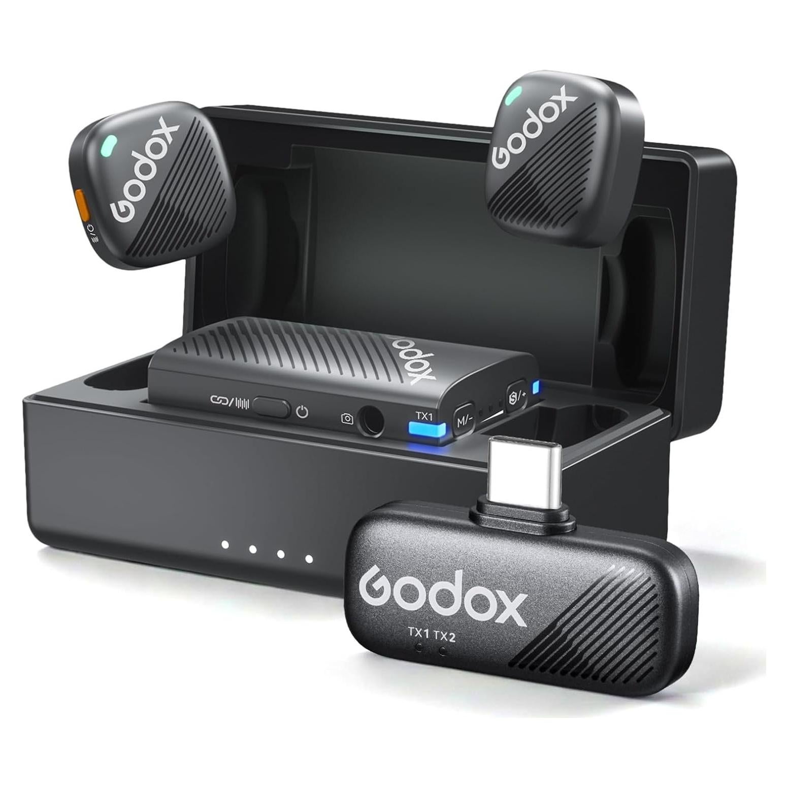 Micrófono Lavalier Inalámbrico Godox Cube-C Kit2 300m 48KHz