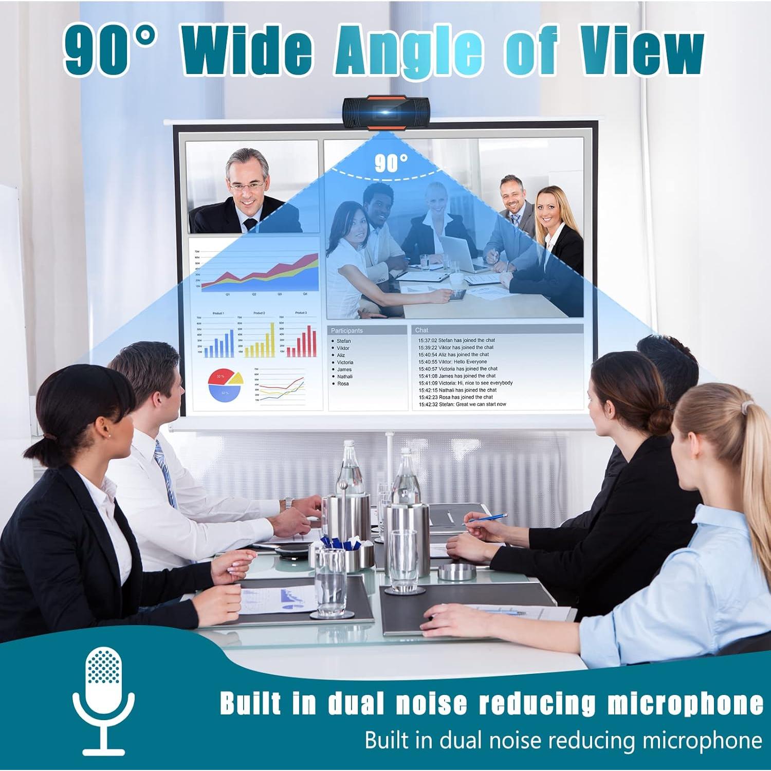 UrbanX Full HD 2K Webcam with Microphone & Privacy Cover for Dell Lattitude E7450 Laptop Plug & Play USB Computer Web Camera with Sony Sensor & Autofocus for Streaming/Online Teaching/Video Call/Skype