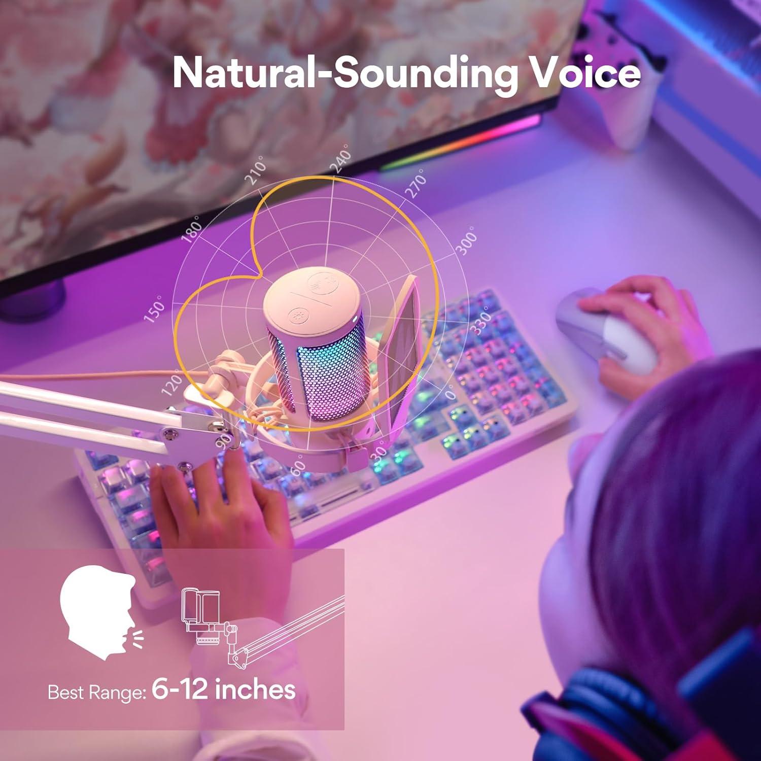 MAONO Gaming USB Microphone with Noise Cancellation, Streaming mic for PC Computer MAC PS4 PS5, All-in-One Kit with Mute, Monitor for Recording, Podcast, Twitch, YouTube, Discord, GamerWave DGM20S