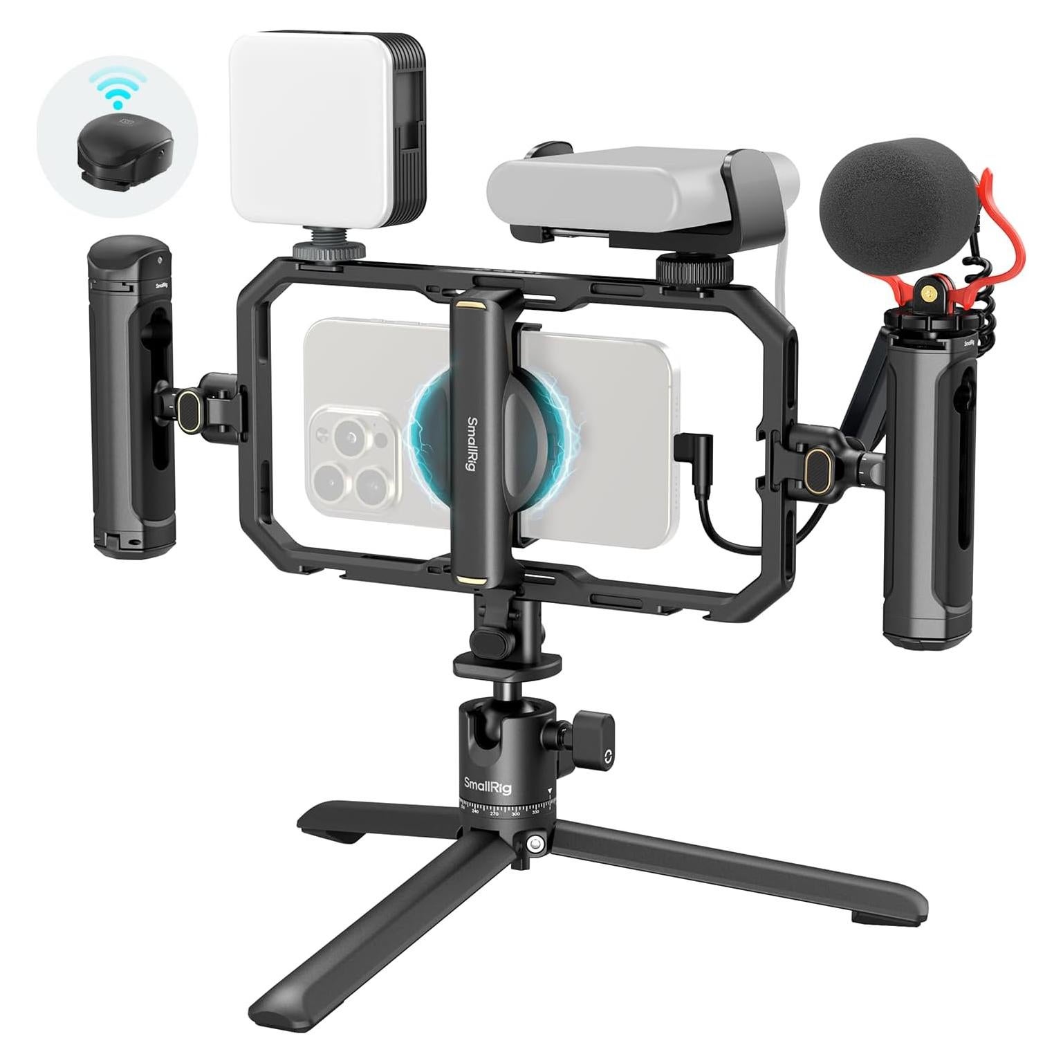 Kit Estabilizador Pro SmallRig para Teléfono con Luz LED y Micrófono
