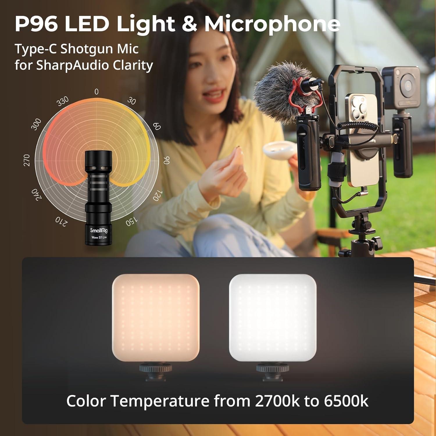 Kit Estabilizador Pro SmallRig para Teléfono con Luz LED y Micrófono