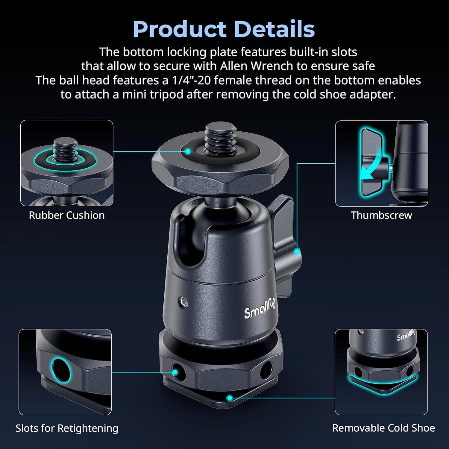 Cabezal de bola mini SmallRig 2948B para trípodes y cámaras