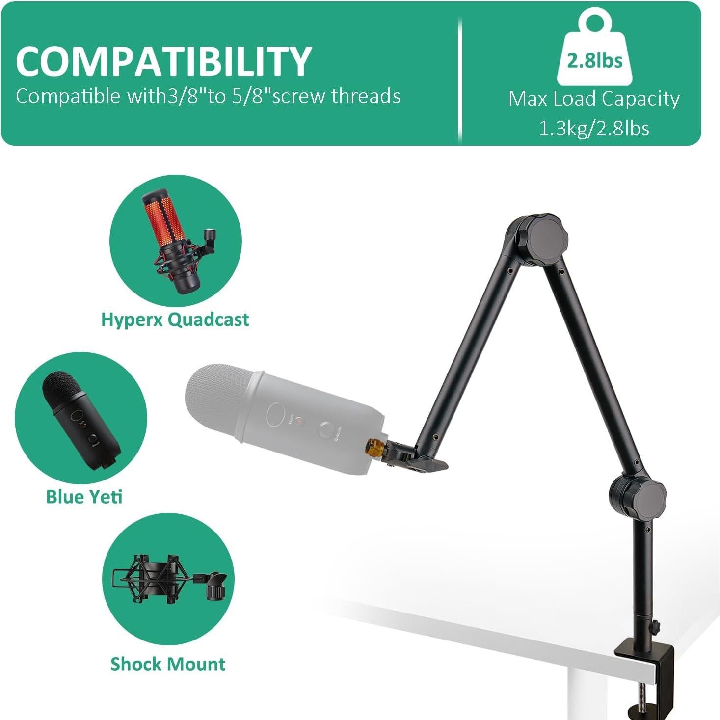 Soporte de Brazo de Micrófono Universal NB38 - Ajustable, 1.3kg