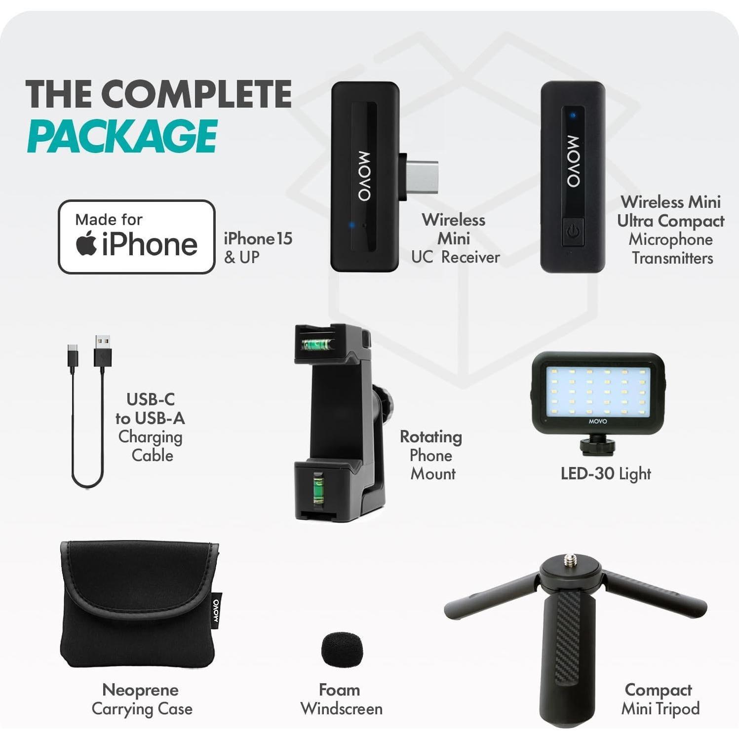 Kit de Vlogging Inalámbrico Movo VSK1 para iPhone 15