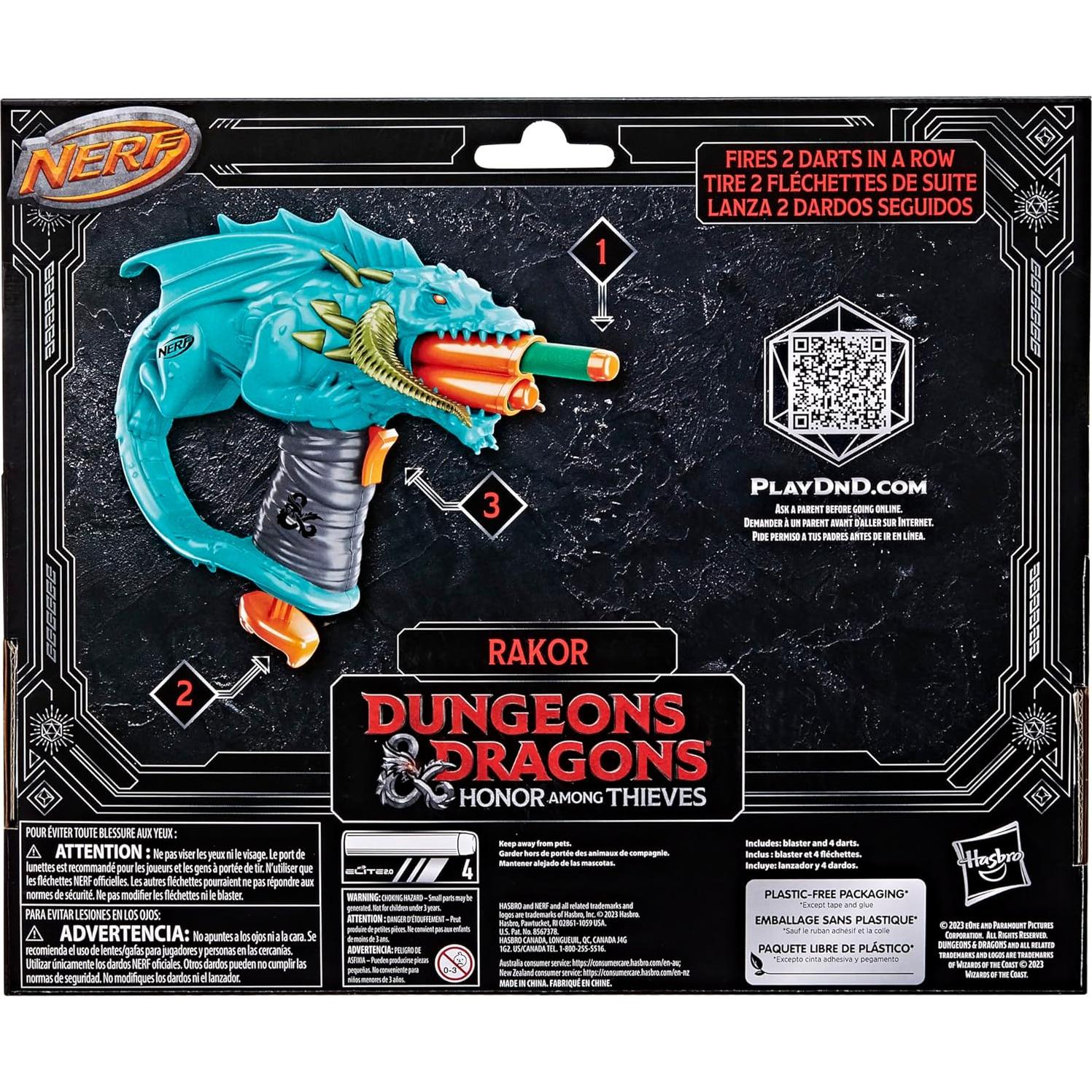 Blaster Nerf Dungeons & Dragons Rakor con 4 dardos Elite