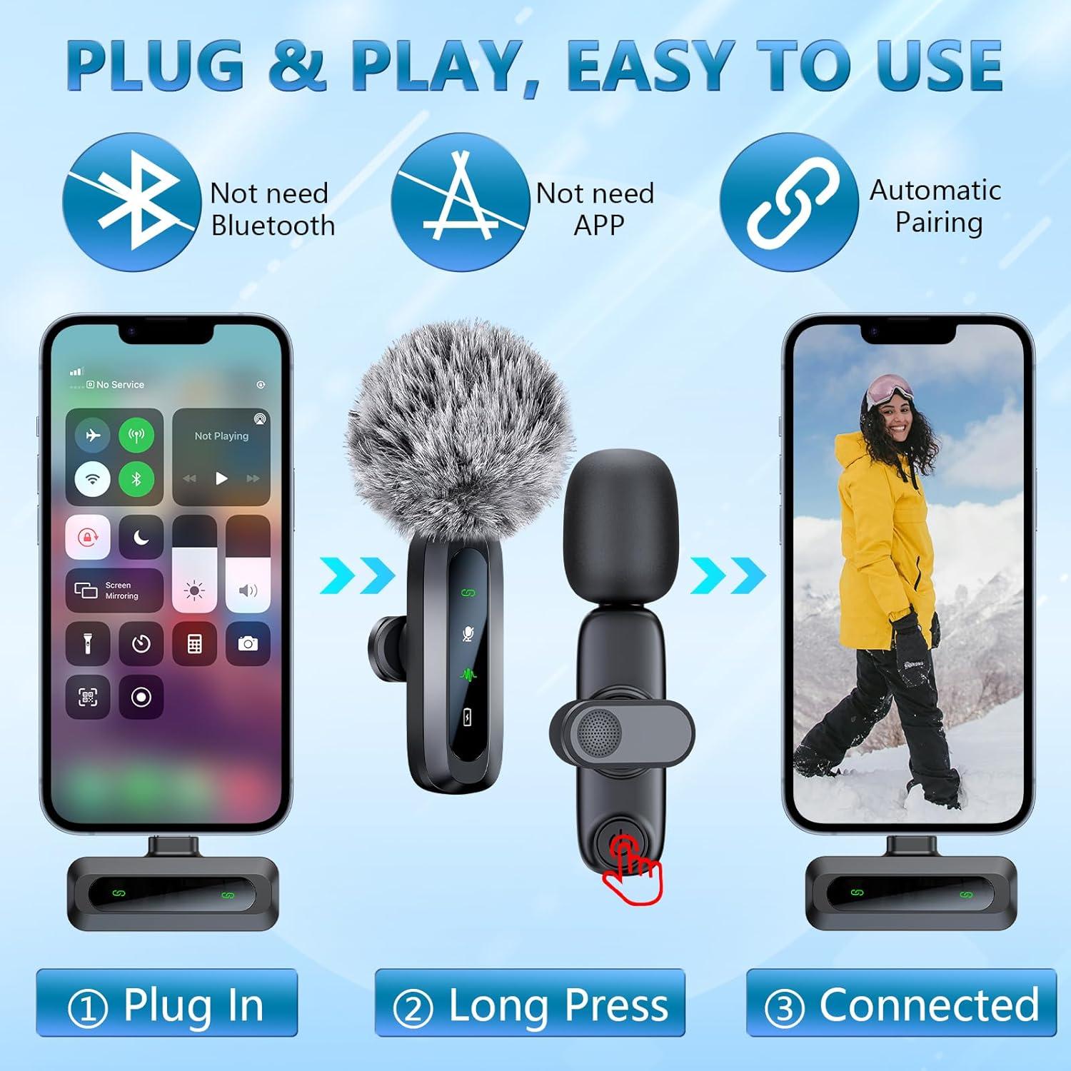 Micrófono Lavalier Inalámbrico USB-C para iPhone 15/16 y Android