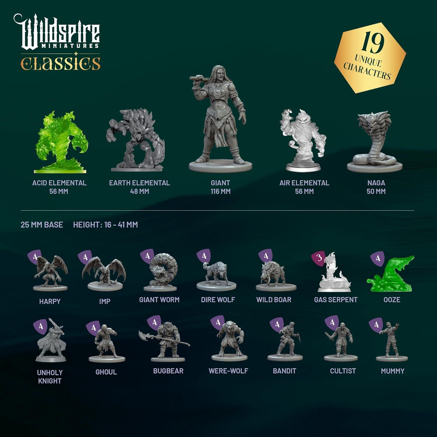 Miniaturas D&D Wildspire 60 Figuras 28mm Sin Pintar