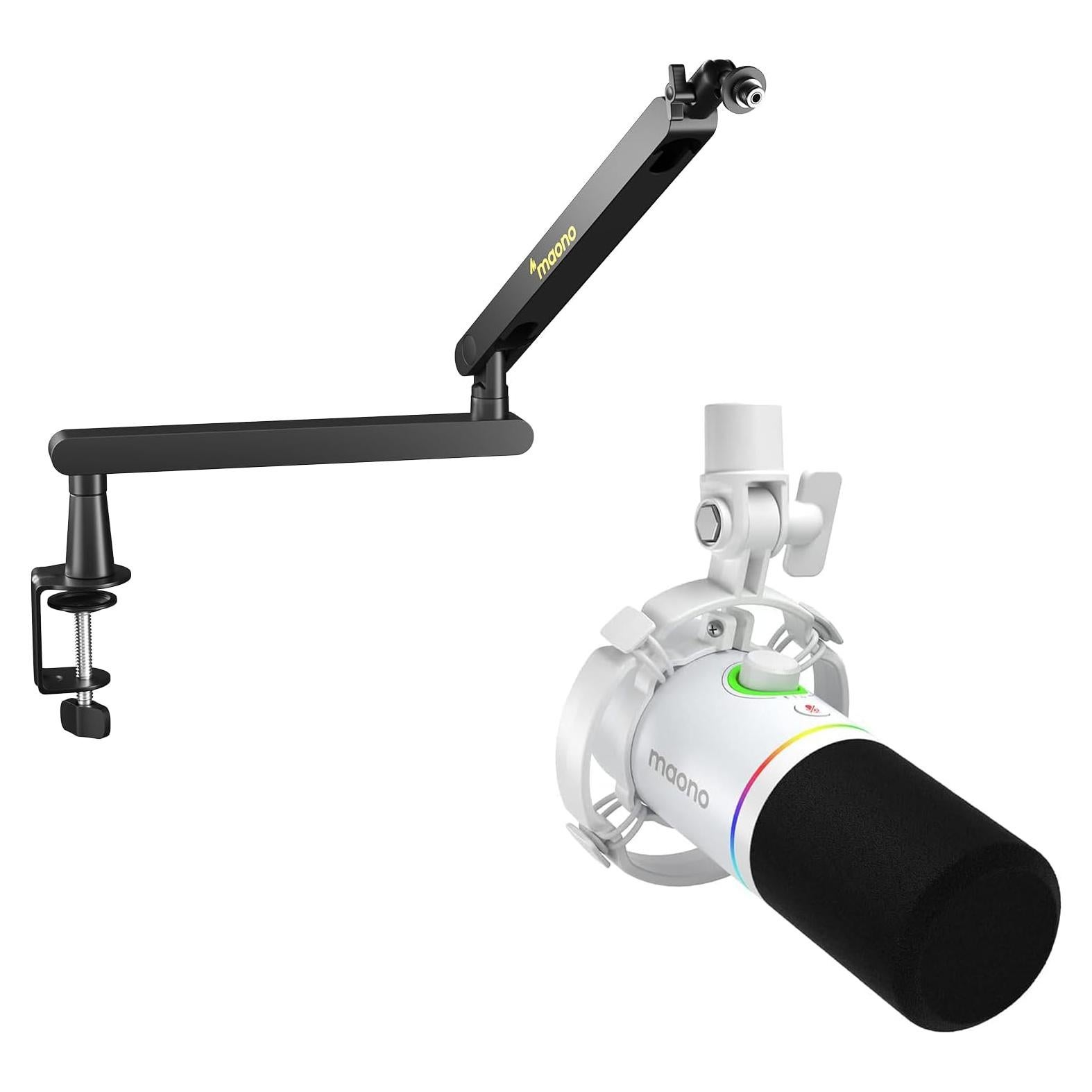 Micrófono Dinámico MAONO PD200X con Brazo BA92 para Podcast