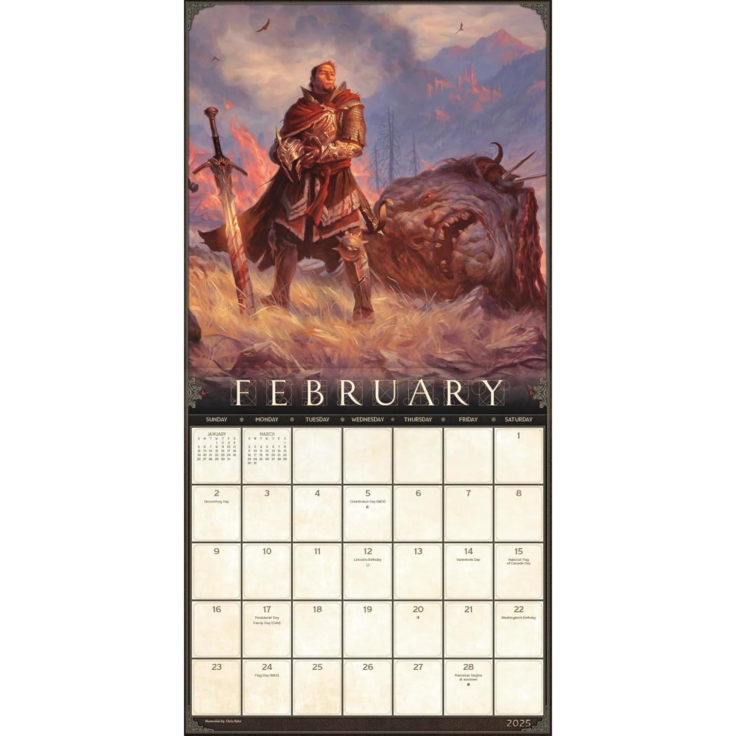 2025 Dungeons and Dragons Wall Calendar