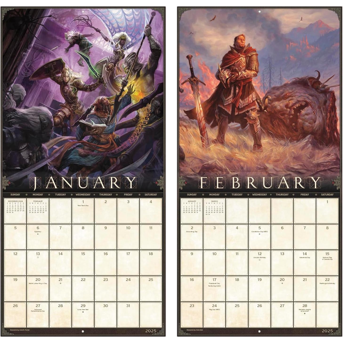 2025 Dungeons and Dragons Wall Calendar