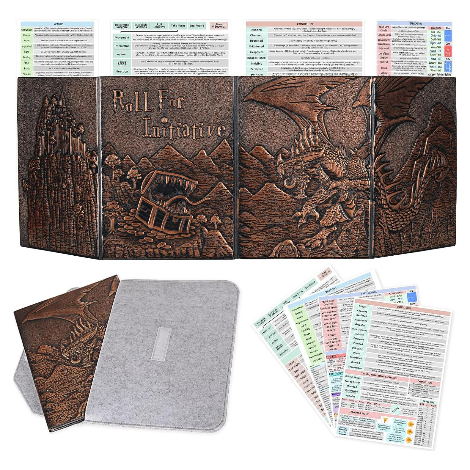 Pantalla DM Cuero Sintético CZYY 4 Paneles D&D 0.97 kg