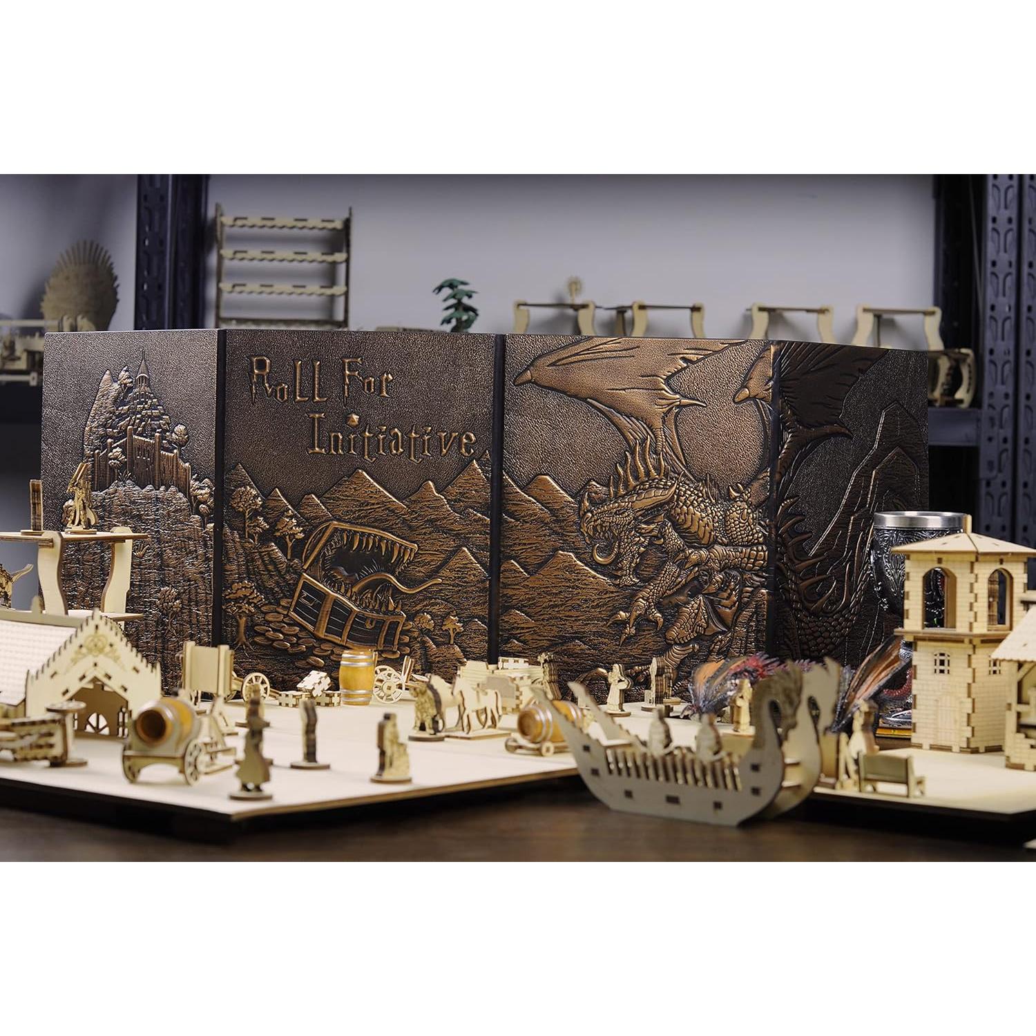 Pantalla DM Cuero Sintético CZYY 4 Paneles D&D 0.97 kg