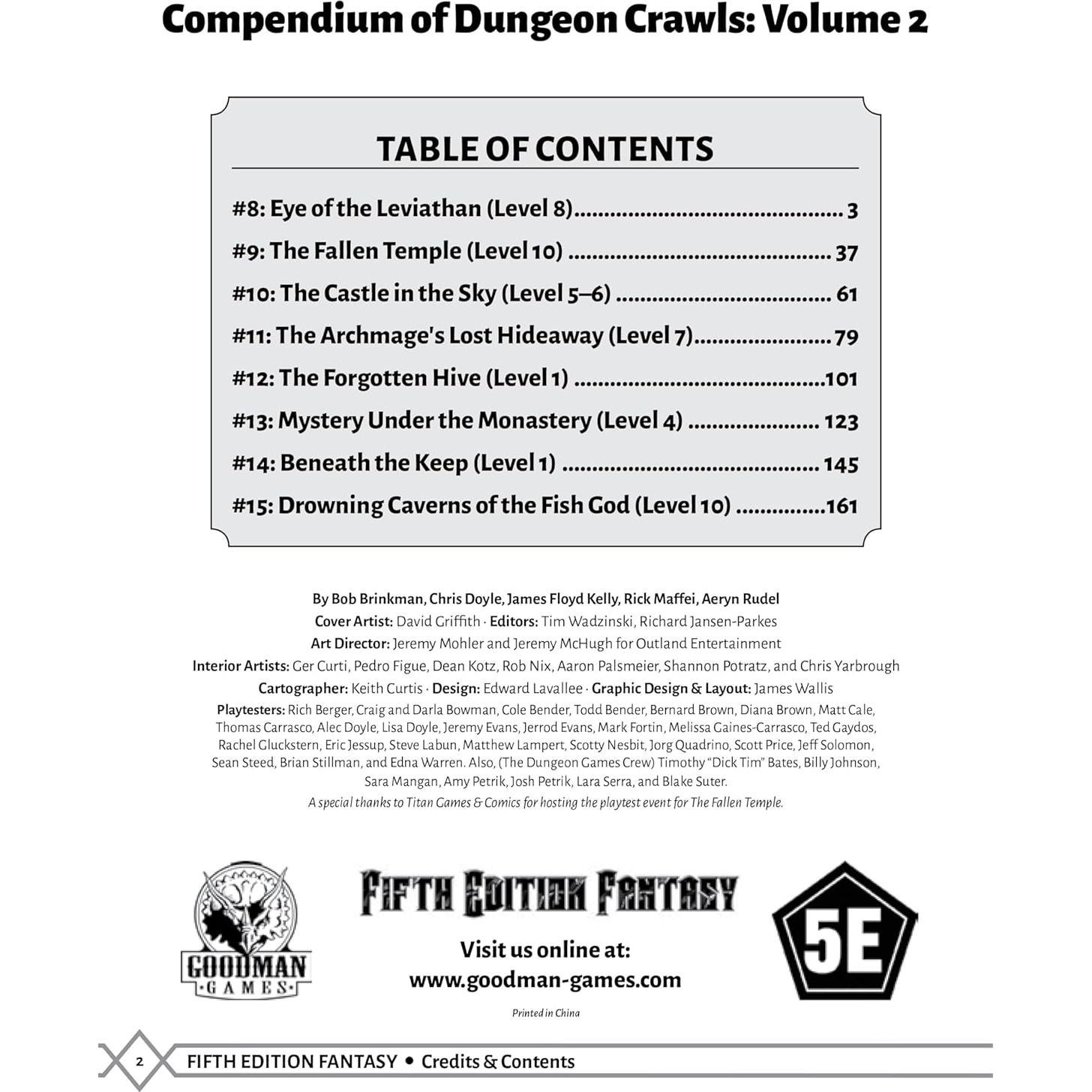 D&D 5E: Compendium of Dungeon Crawls Volume 2 (D&D 5E COMPENDIUM OF DUNGEON CRAWLS HC)