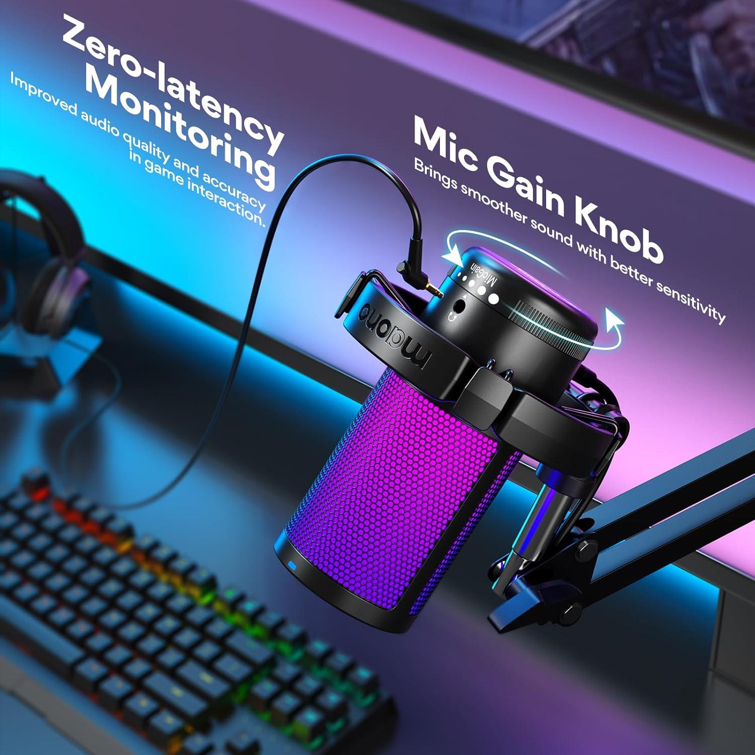Micrófono USB MAONO DGM20S para Juegos con RGB y Silencio