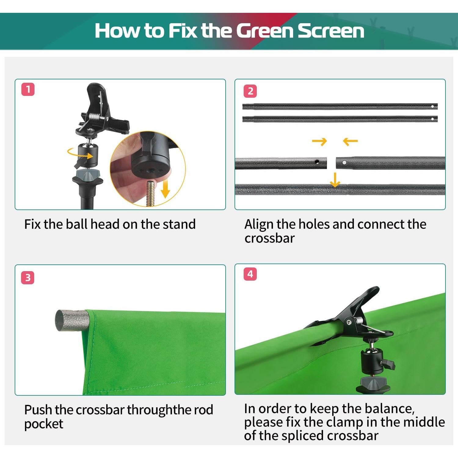 Kit Fondo Pantalla Verde JEBUTU 1.52x2.00 m con Soporte