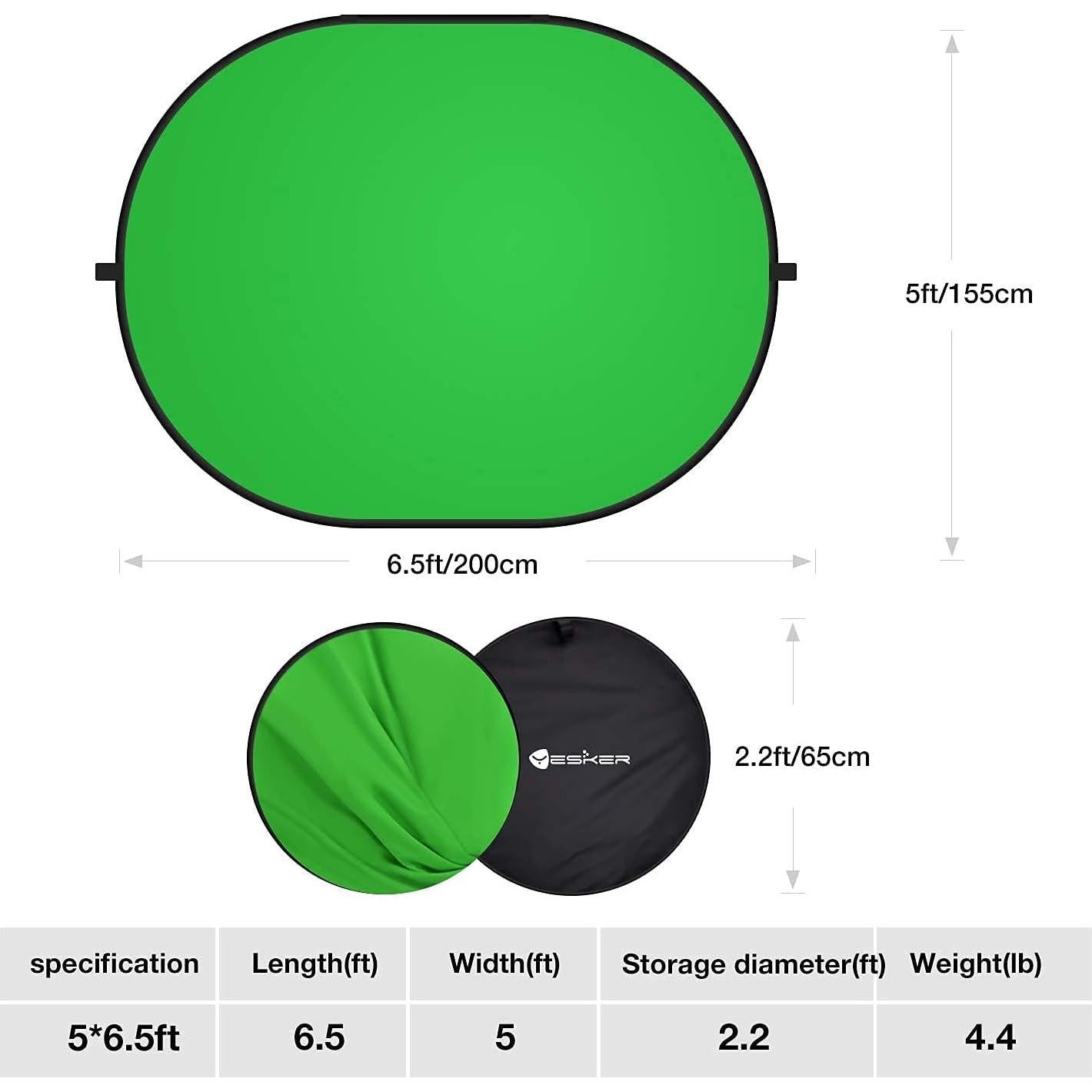 Fondo Chromakey 1.52x1.98m YESKER Verde y Azul Plegable