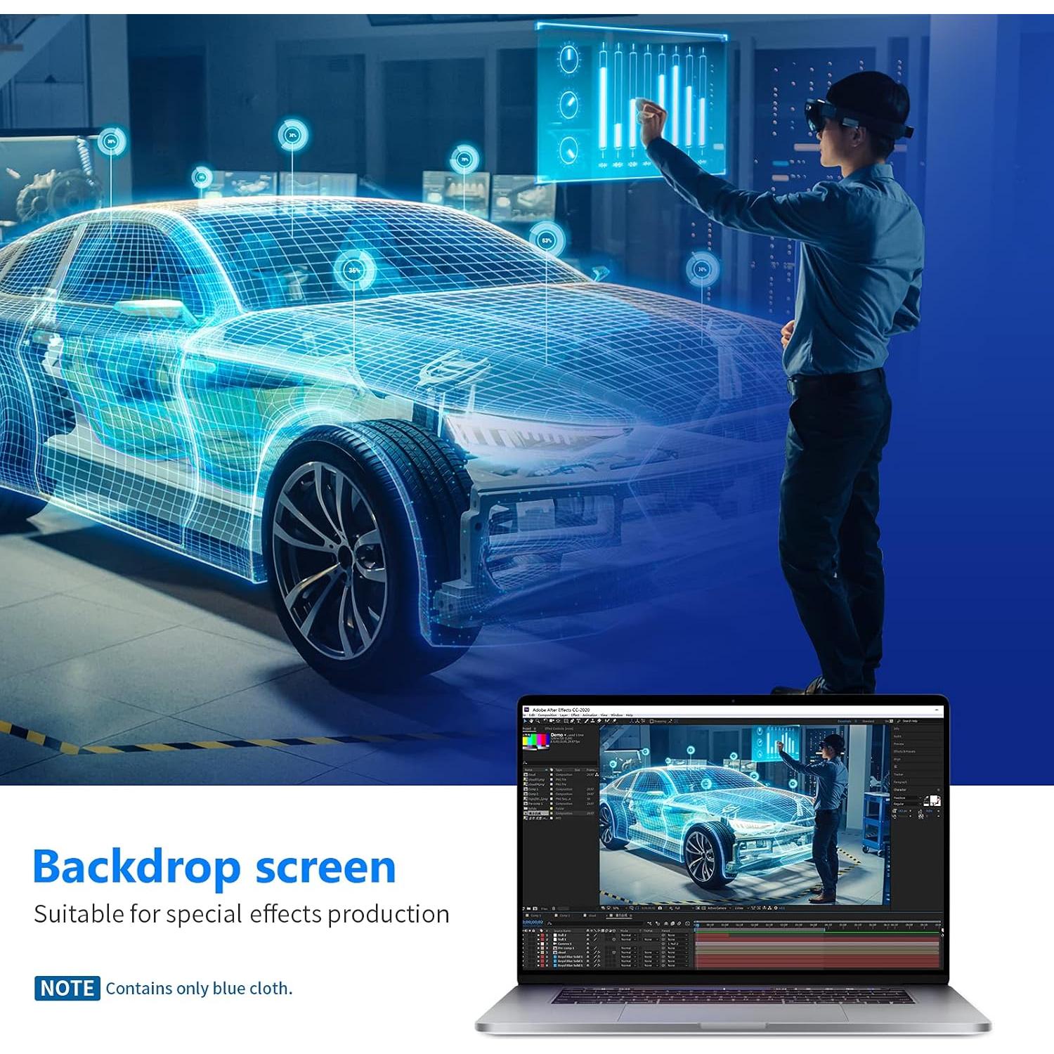 Fondo Fotográfico Neewer 1.8x2.8m Azul 100% Poliester Colapsable