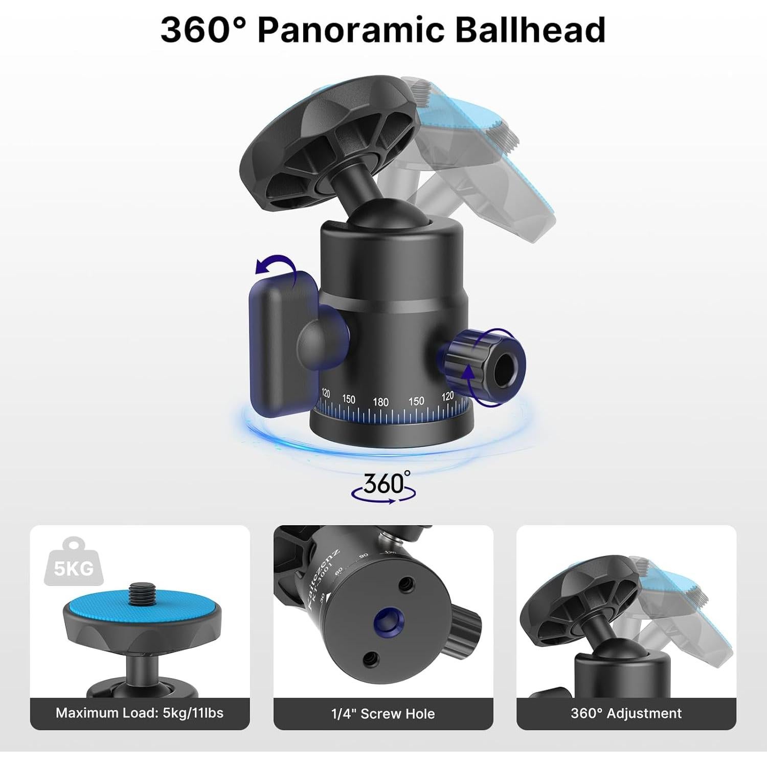 Cabezal de bola mini Kaitezenz KT-3001 para cámara 360°