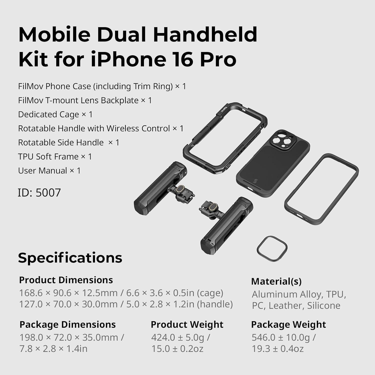 Kit de Video Manual Doble SmallRig 5007 para iPhone 16 Pro