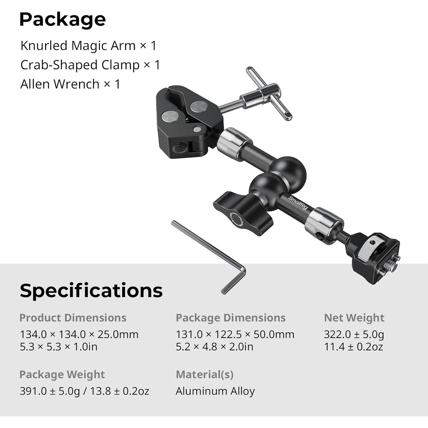 Brazo Mágico SmallRig 5310 con Abrazadera Cangrejo 7"