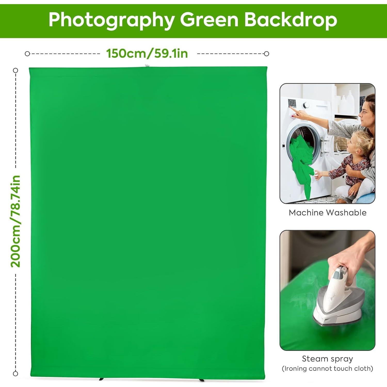 Kit de fondo verde Huzofexo 2x1.5m con soporte ajustable