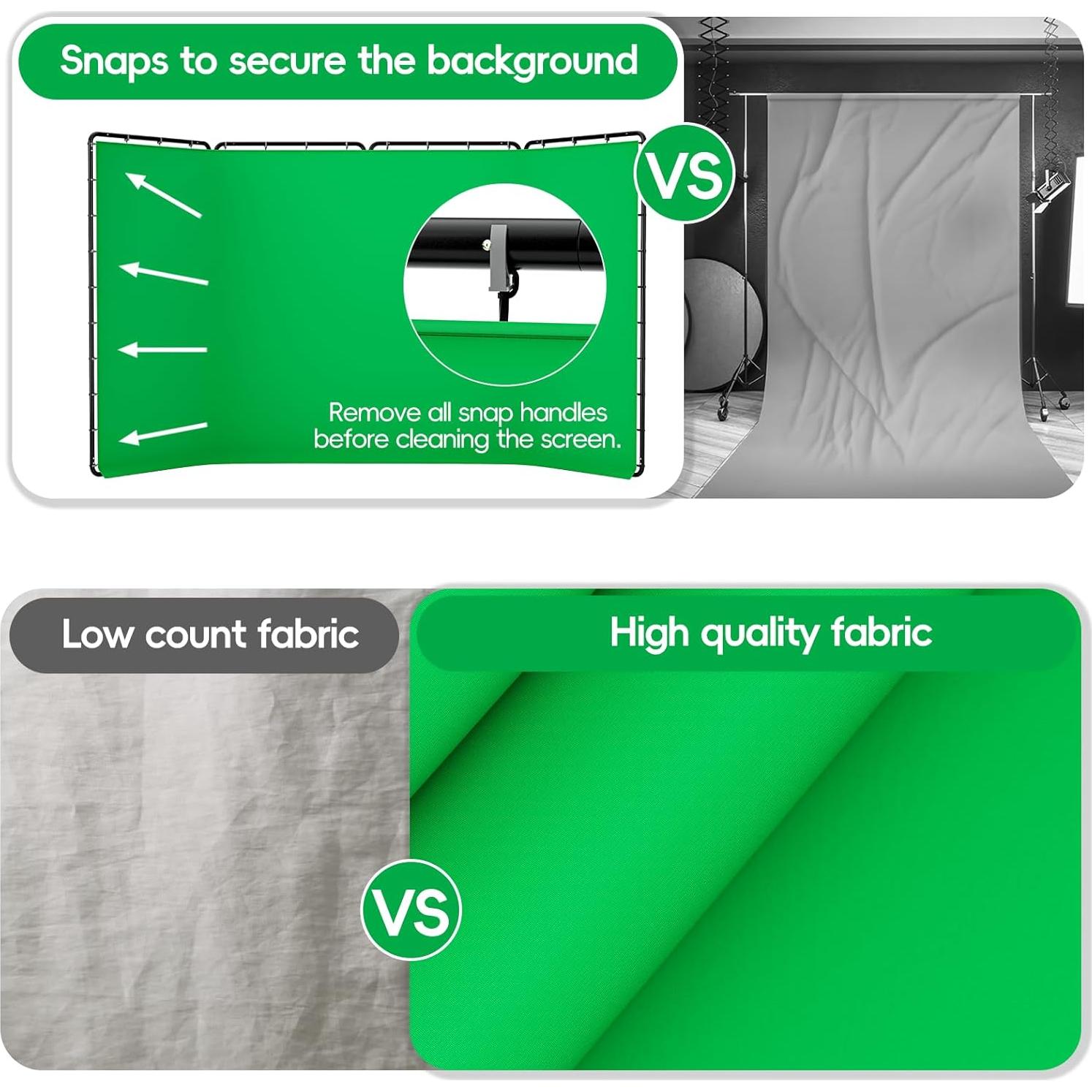 Kit de Fondo Verde Portátil GLOSHOOTING 2.4x4m con Soporte