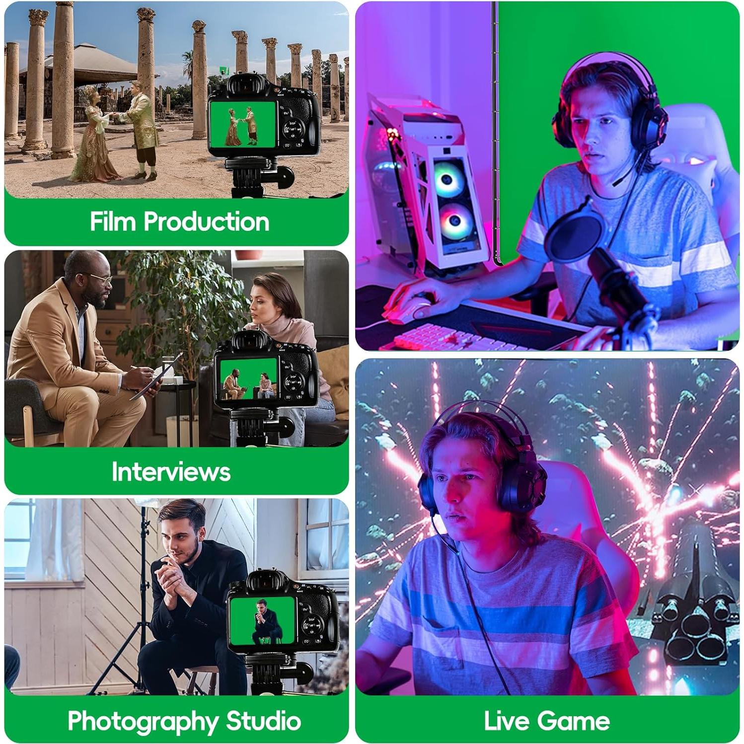 Kit de Fondo Verde Portátil GLOSHOOTING 2.4x4m con Soporte