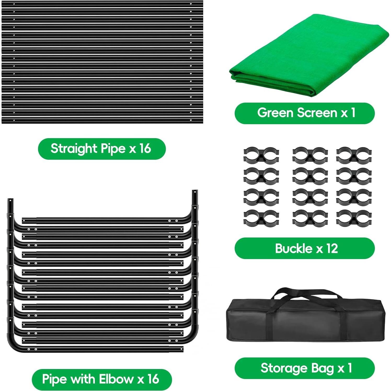 Kit de Fondo Verde Portátil GLOSHOOTING 2.4x4m con Soporte