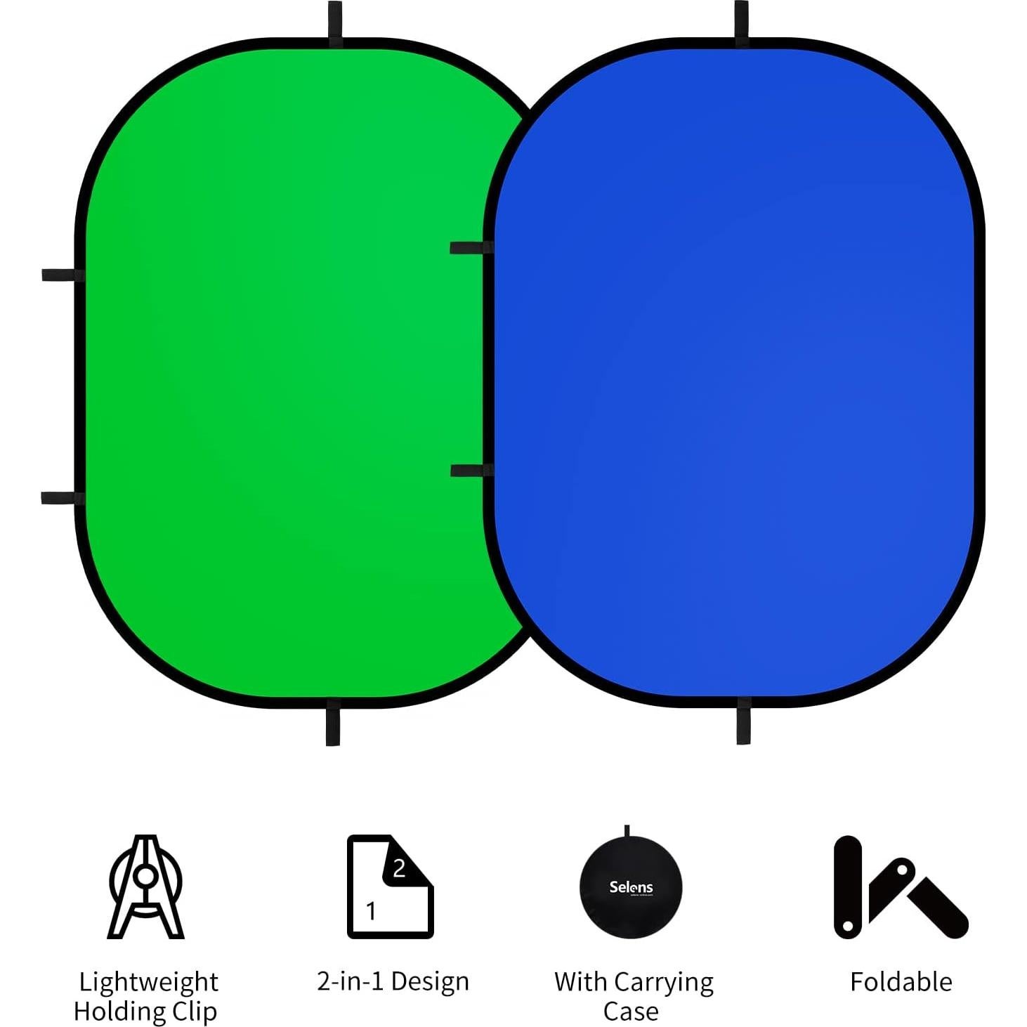 Pantalla Verde y Azul 1.5x2m Selens Plegable para Fotografía
