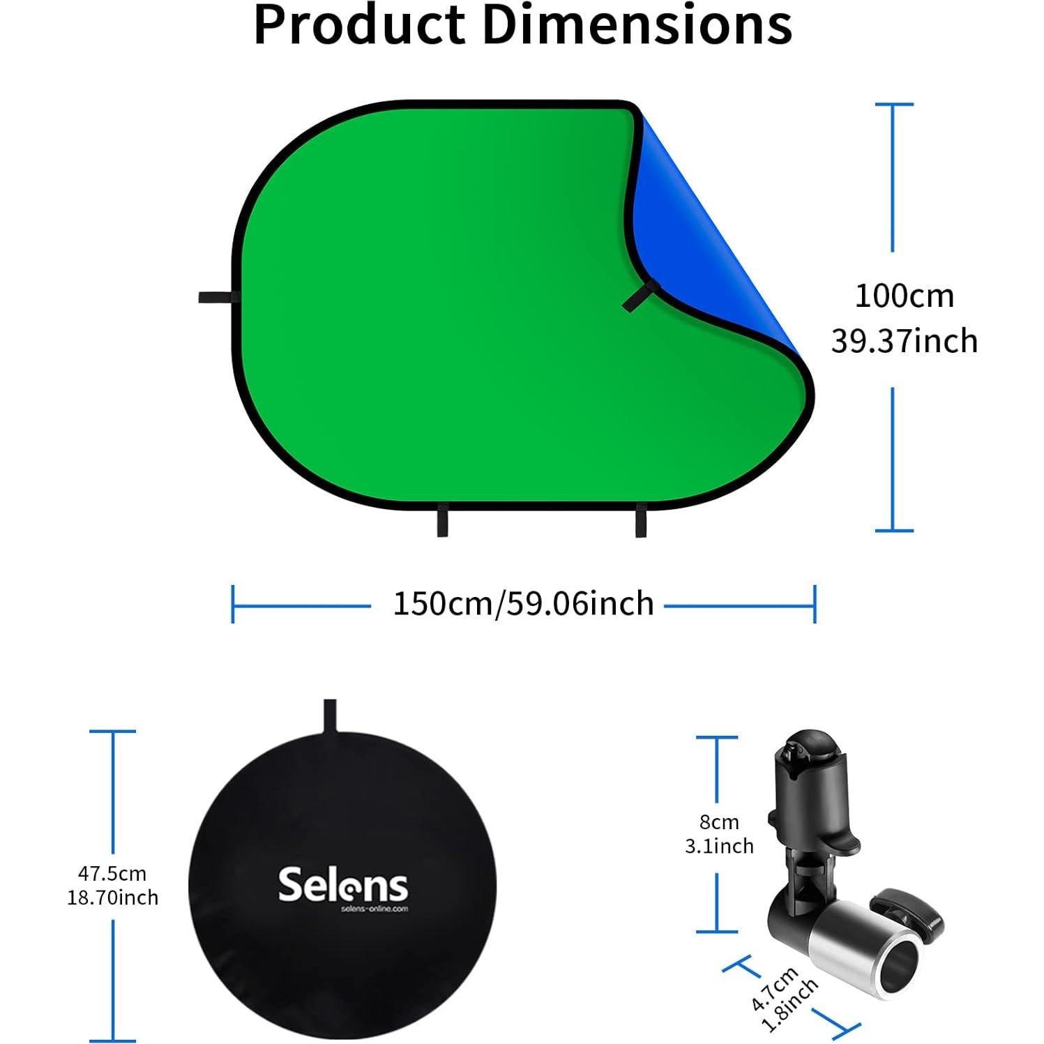 Pantalla Verde y Azul 1.5x2m Selens Plegable para Fotografía