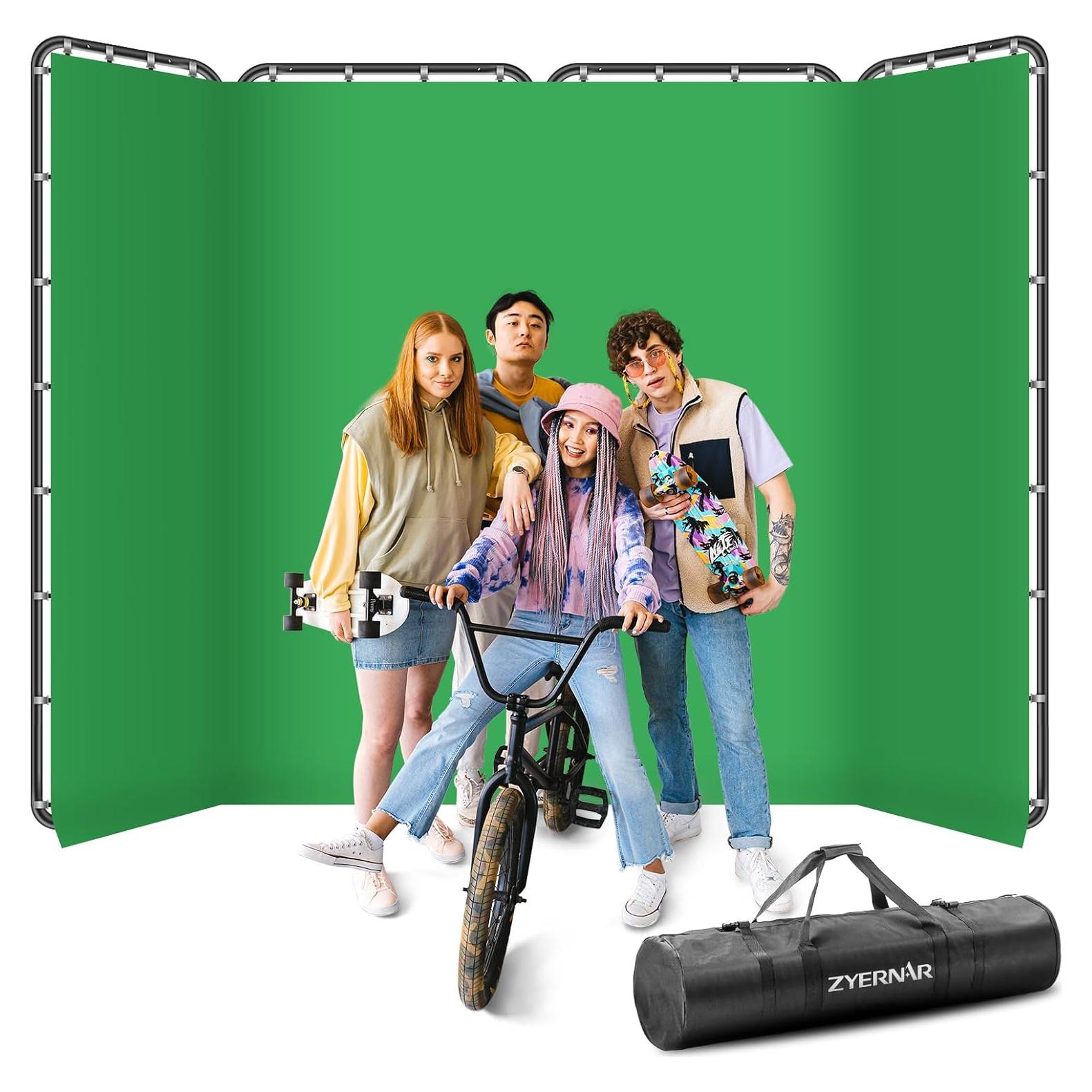 Fondo Verde Plegable 4x2.4m Zyernar para Estudio y Streaming