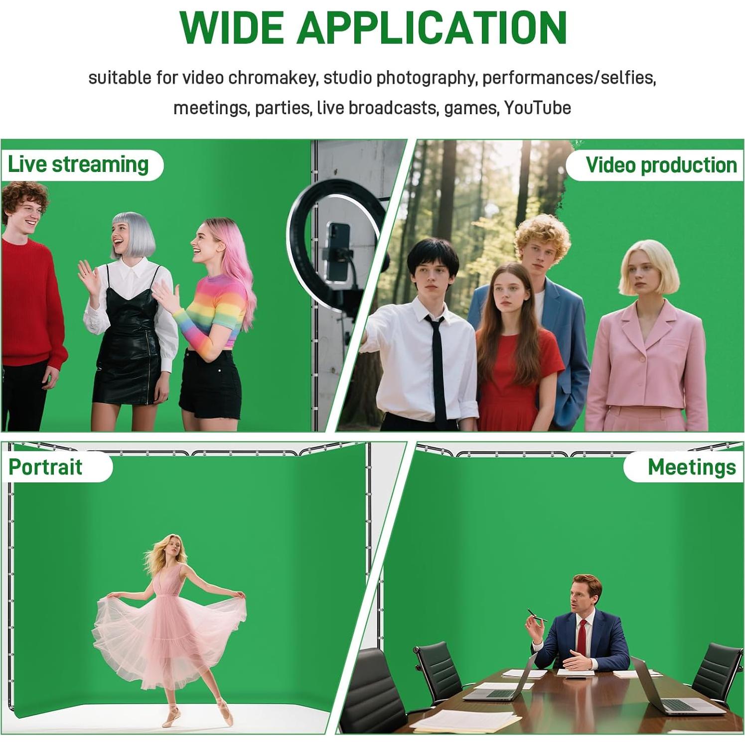 Fondo Verde Plegable 4x2.4m Zyernar para Estudio y Streaming